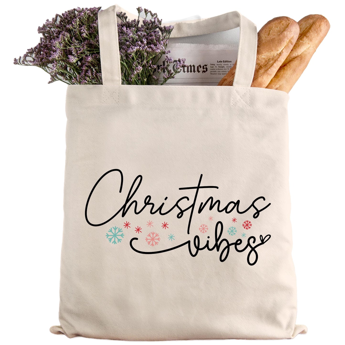 Stofftasche Jutebeutel Christmas Vibes - Weihnachten - Geschenktasche - Geschenk - Beutel - Geschenktüte - Nikolaus - Einkaufstasche kleinebuchstaben