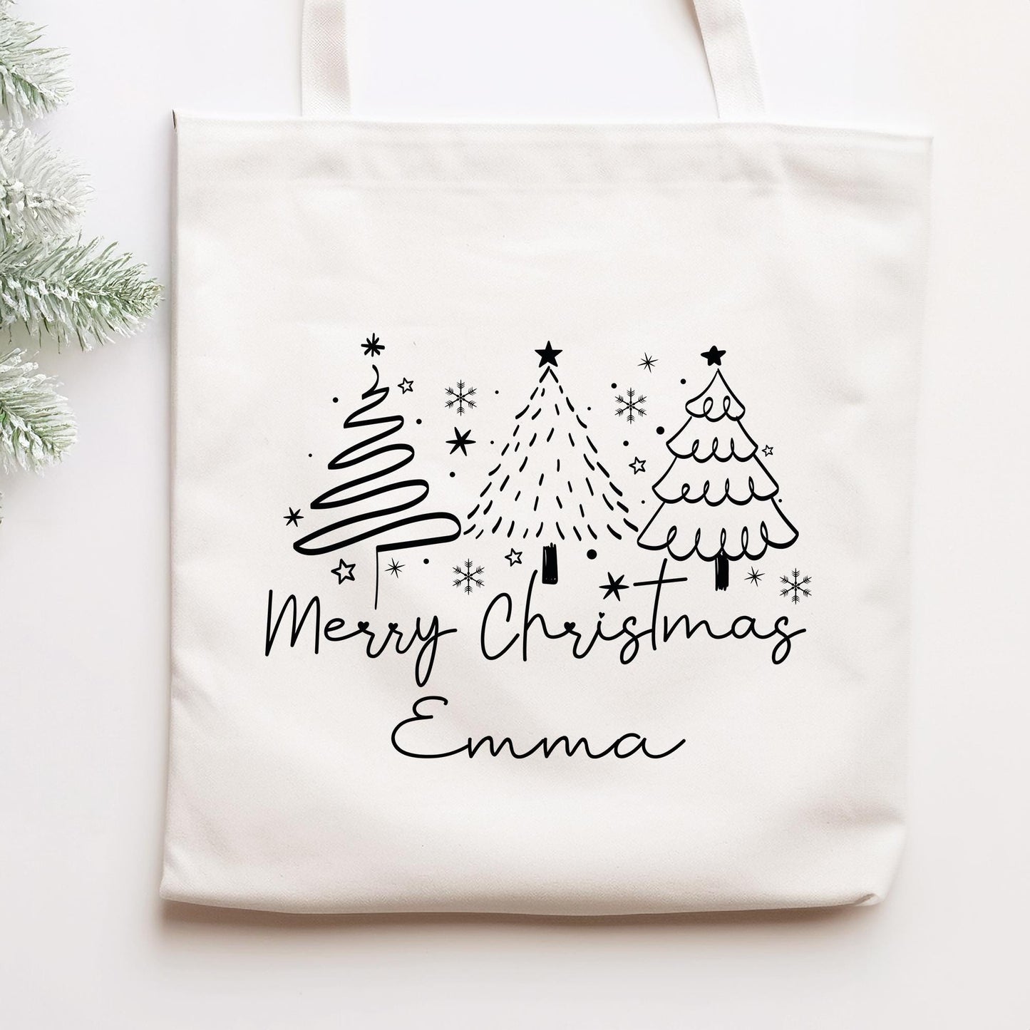 Personalisierte Stofftasche Weihnachten - Merry Christmas - Geschenktasche - Geschenk - Beutel - Wunschname - Einkaufstasche - Nikolaus kleinebuchstaben Stofftasche Schriftart 1