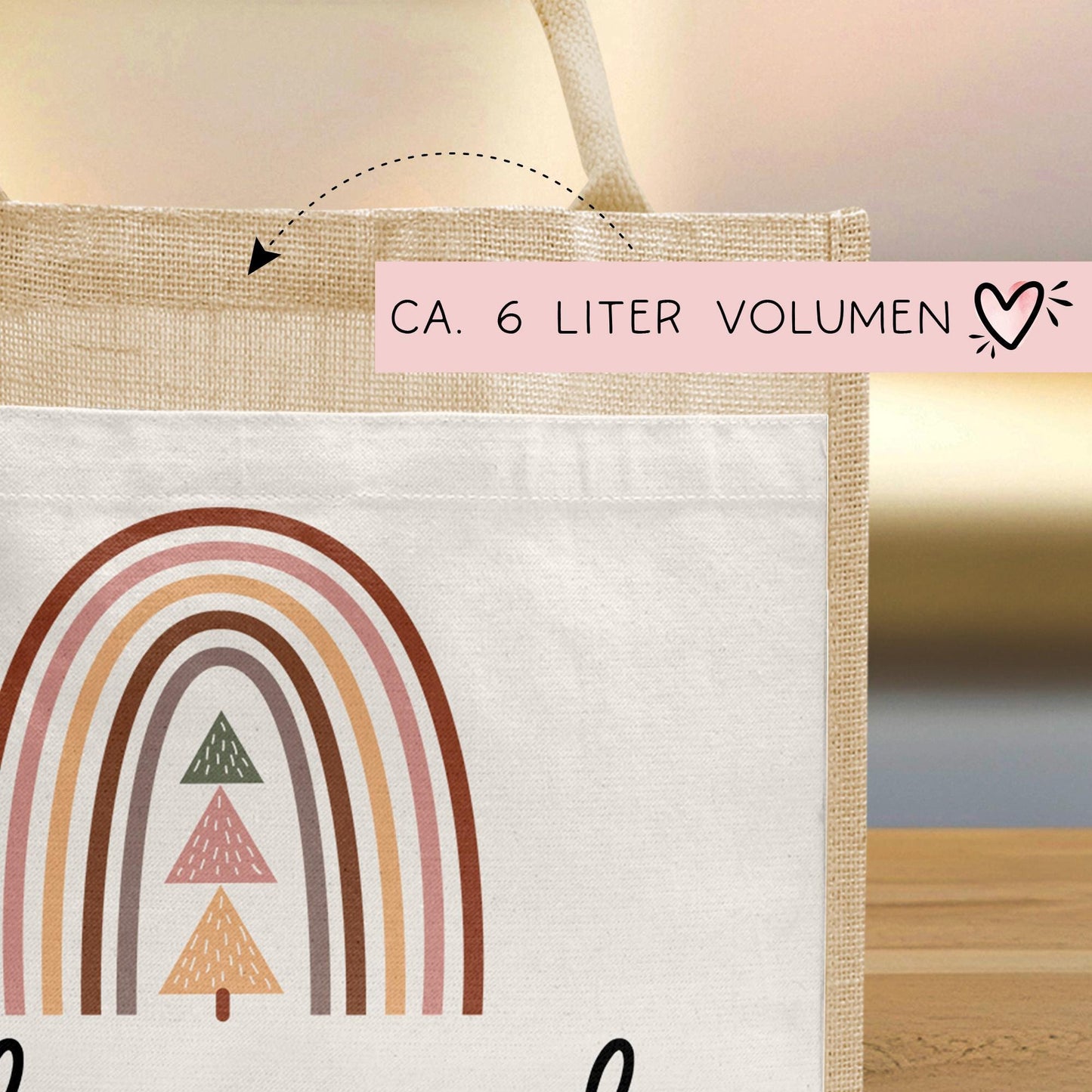 Tasche Weihnachten Personalisiert Nikolaus - Jute Pocket Tasche - Wunschnamen - Regenbogen - Geschenktasche für Kleinigkeiten zu Weihnachten kleinebuchstaben