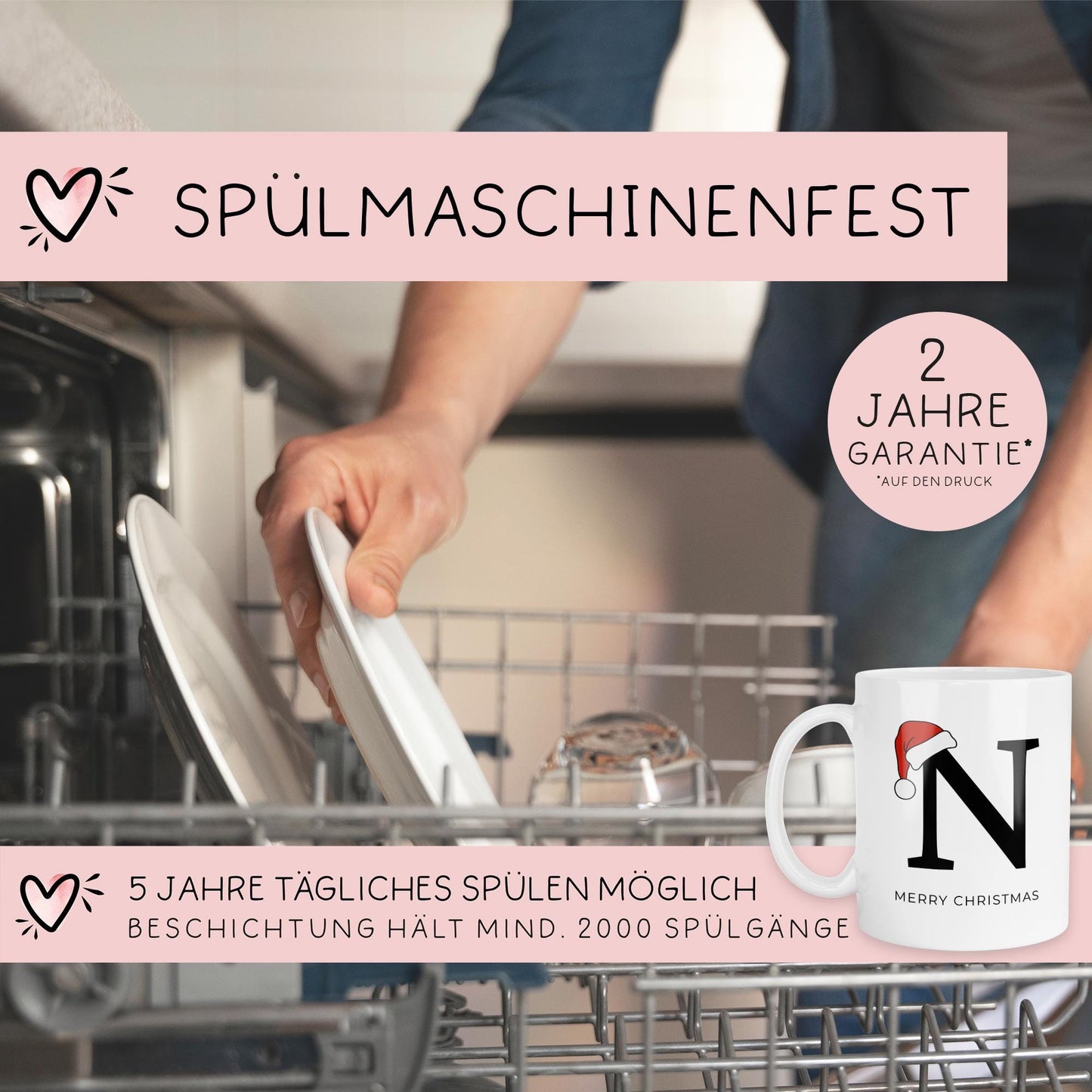 Namenstasse Buchstaben Weihnachten Nikolaus - Frohe Weihnachten - Merry Christmas - mit Anfangsbuchstabe - Tasse - Emaille - Nikolaus kleinebuchstaben