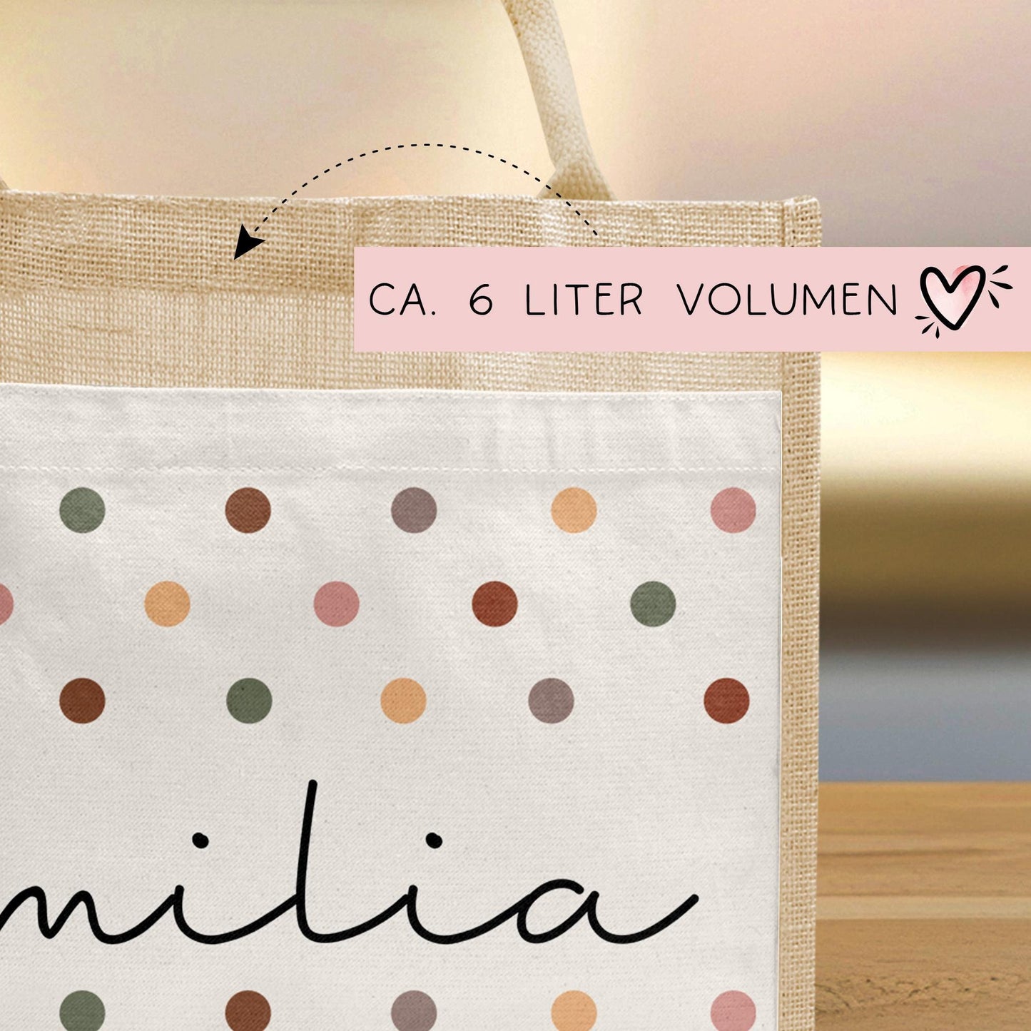 Jute Pocket Weihnachten Tasche Personalisiert Nikolaus - Wunschnamen - Punkte - Geschenktasche für Kleinigkeiten zu Weihnachten Mama Oma Opa kleinebuchstaben