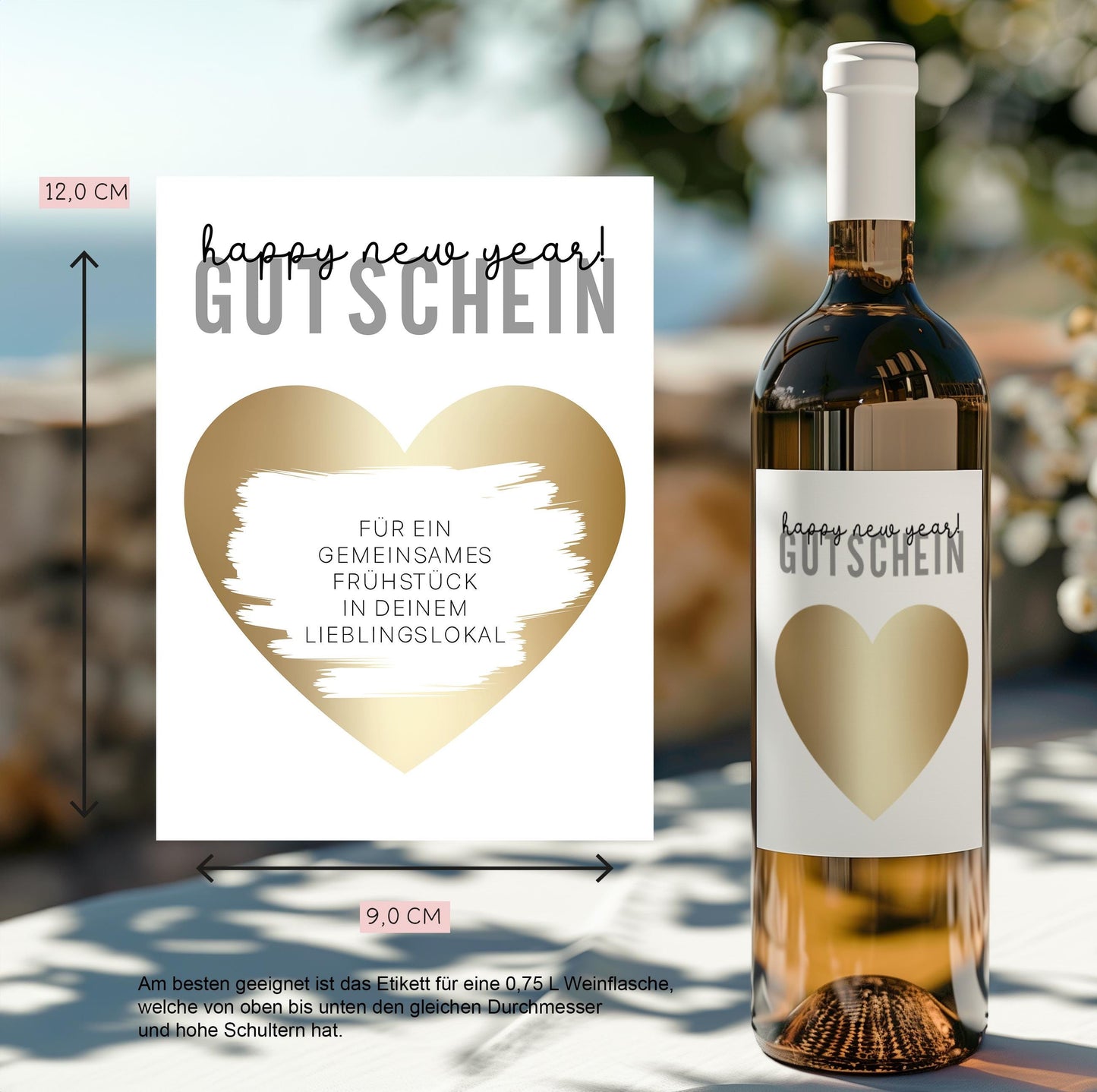 Wein Etikett Gutschein Happy New Year Weinflaschen Etikett | Personalisiert Silvester | Rubbellos Weinetikett Neujahr - 2025 Rosa Gold kleinebuchstaben
