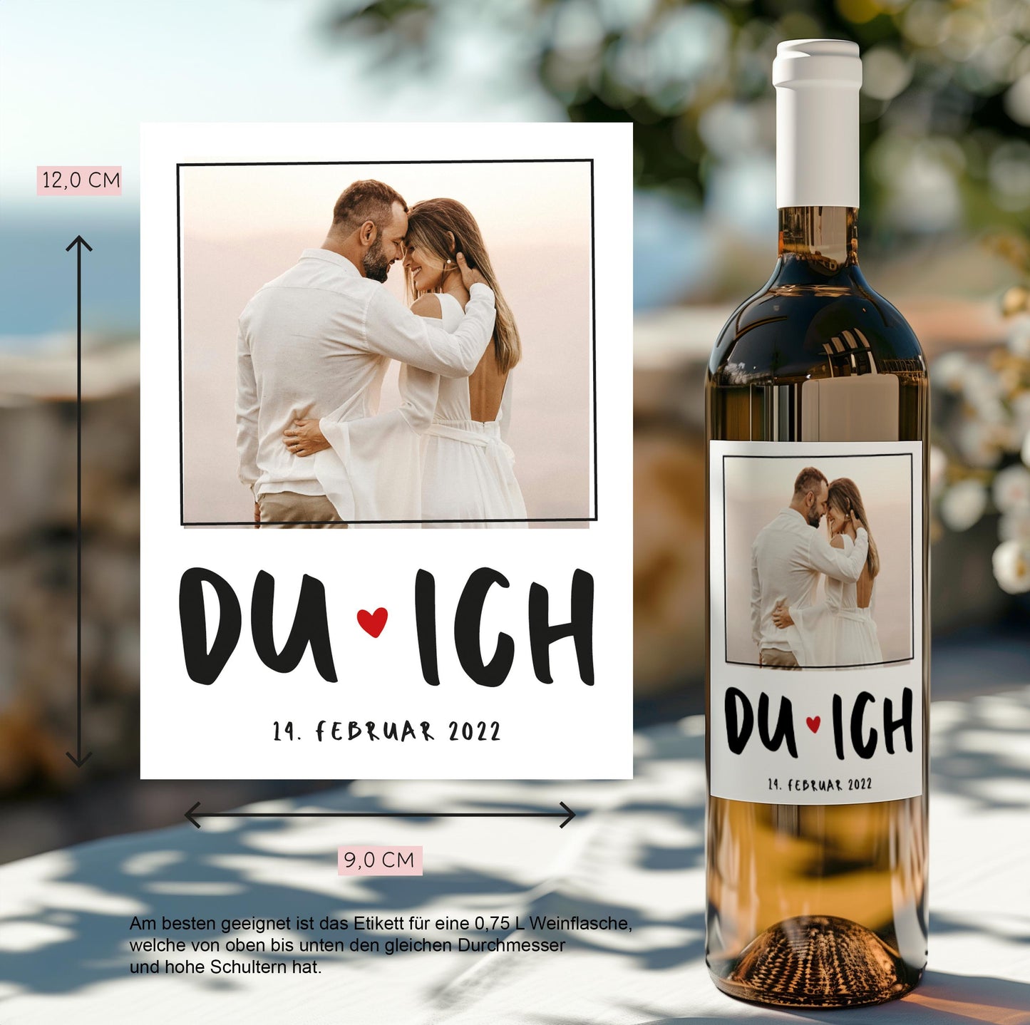 Personalisiertes Valentinstag Weinetikett Liebe Geburtstag - Flaschenetikett Du & Ich mit Foto - Namen - Ehemann Freund Freundin Geschenk kleinebuchstaben