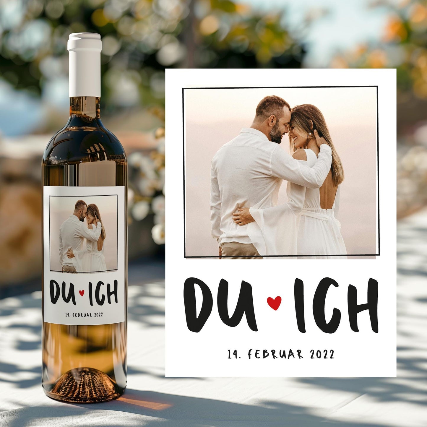 Personalisiertes Valentinstag Weinetikett Liebe Geburtstag - Flaschenetikett Du & Ich mit Foto - Namen - Ehemann Freund Freundin Geschenk kleinebuchstaben