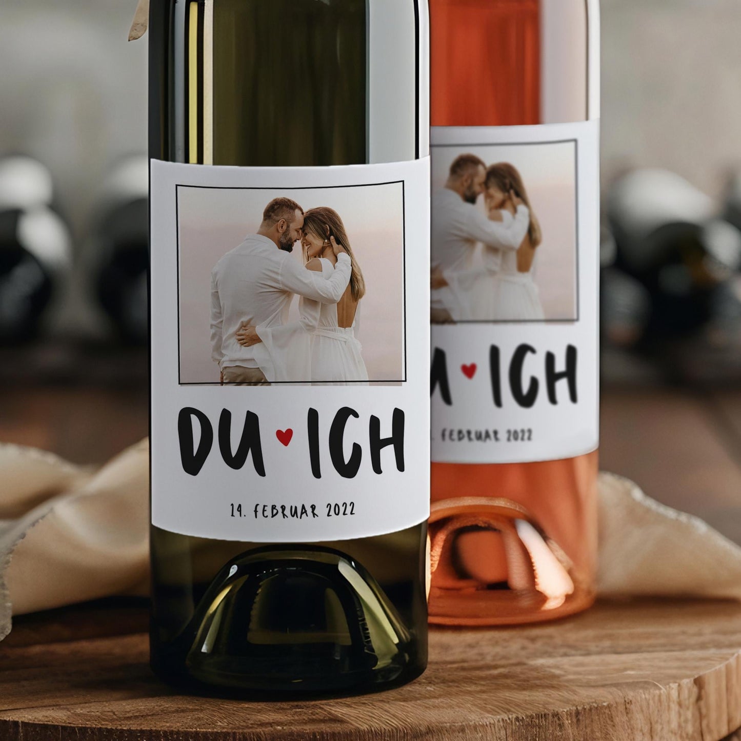 Personalisiertes Valentinstag Weinetikett Liebe Geburtstag - Flaschenetikett Du & Ich mit Foto - Namen - Ehemann Freund Freundin Geschenk kleinebuchstaben