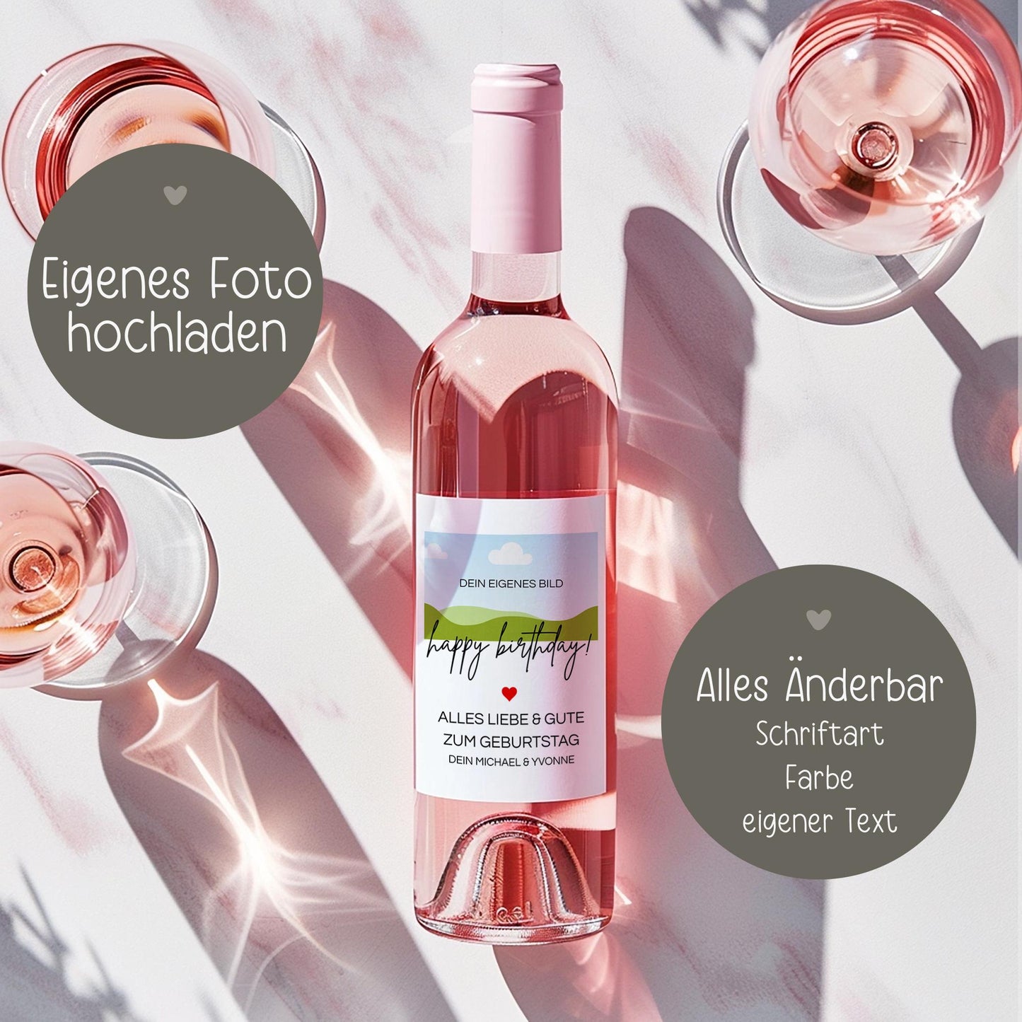 Personalisiertes Weinetikett - Eigenes Design, Geburtstags-Flaschenetikett mit Foto & Namen, ideales Geschenk mit Foto, Hochzeit, Job, Danke kleinebuchstaben