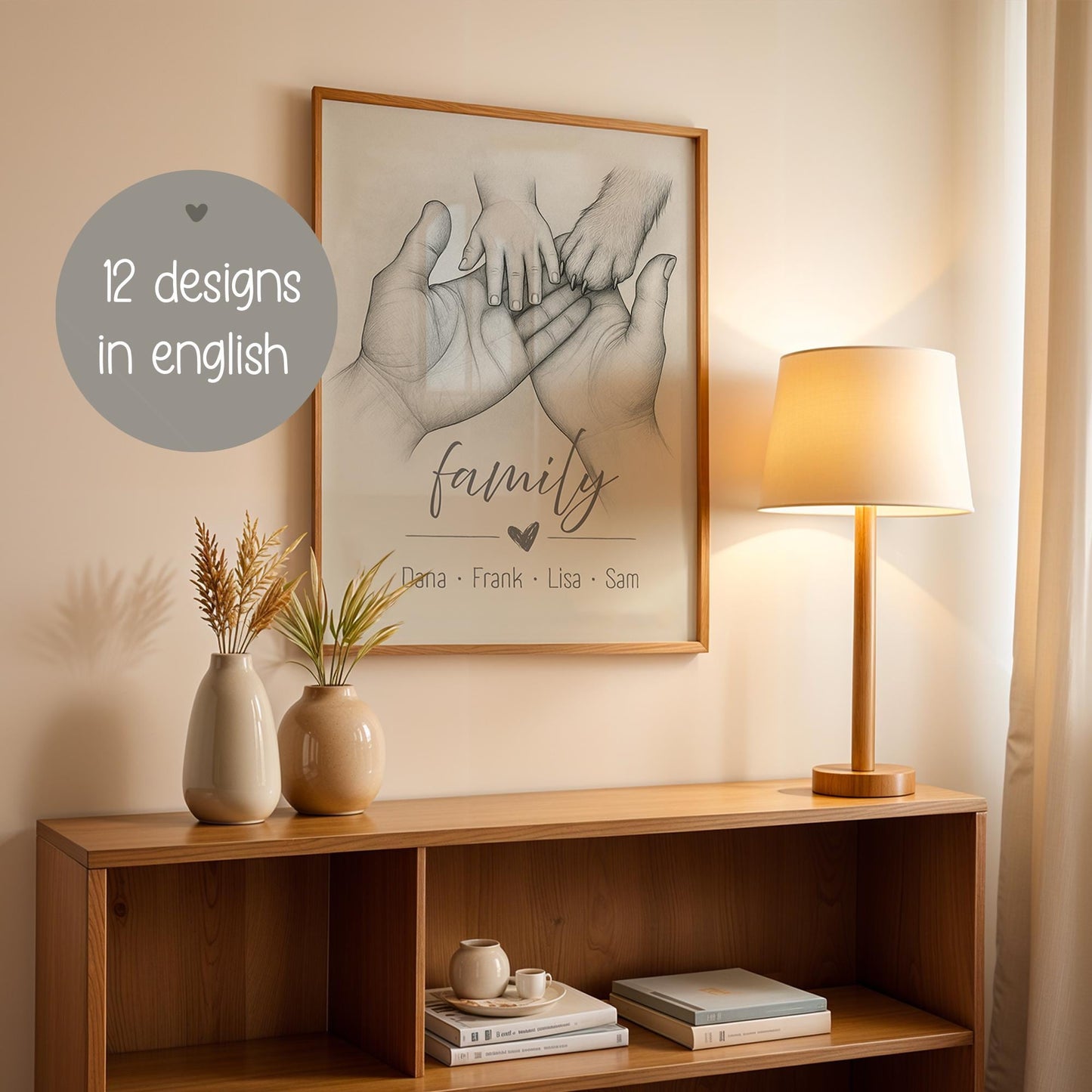 Personalisiertes Familienposter mit Händen – digitales Geschenk für Mama, Papa & Kinder | A4 A3 US Letter | 12 Designs | Canva-Vorlage kleinebuchstaben