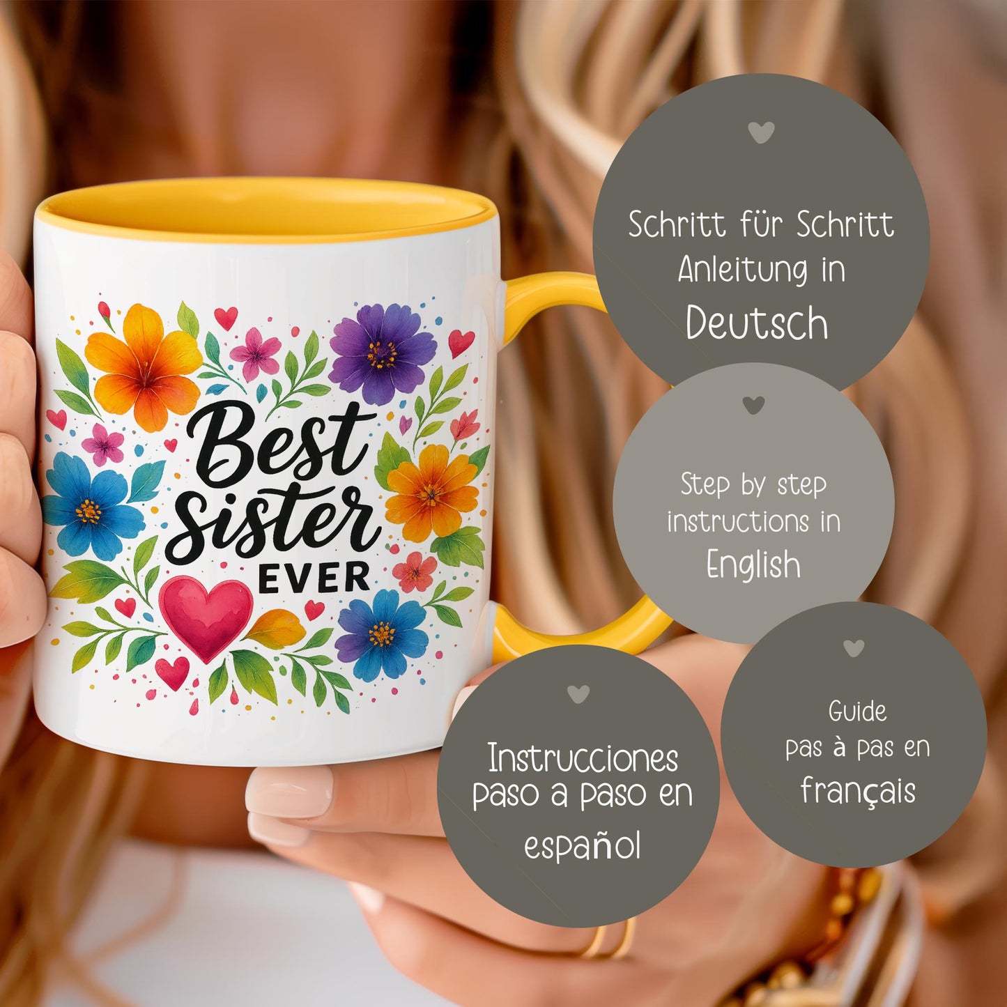 Tassenvorlage 10 oz - 11 oz - 12 oz - 15 oz - Best Sister Ever - Tassenvorlage - Sublimation - PNG - Geschenk - Tasse - Name - Canva kleinebuchstaben