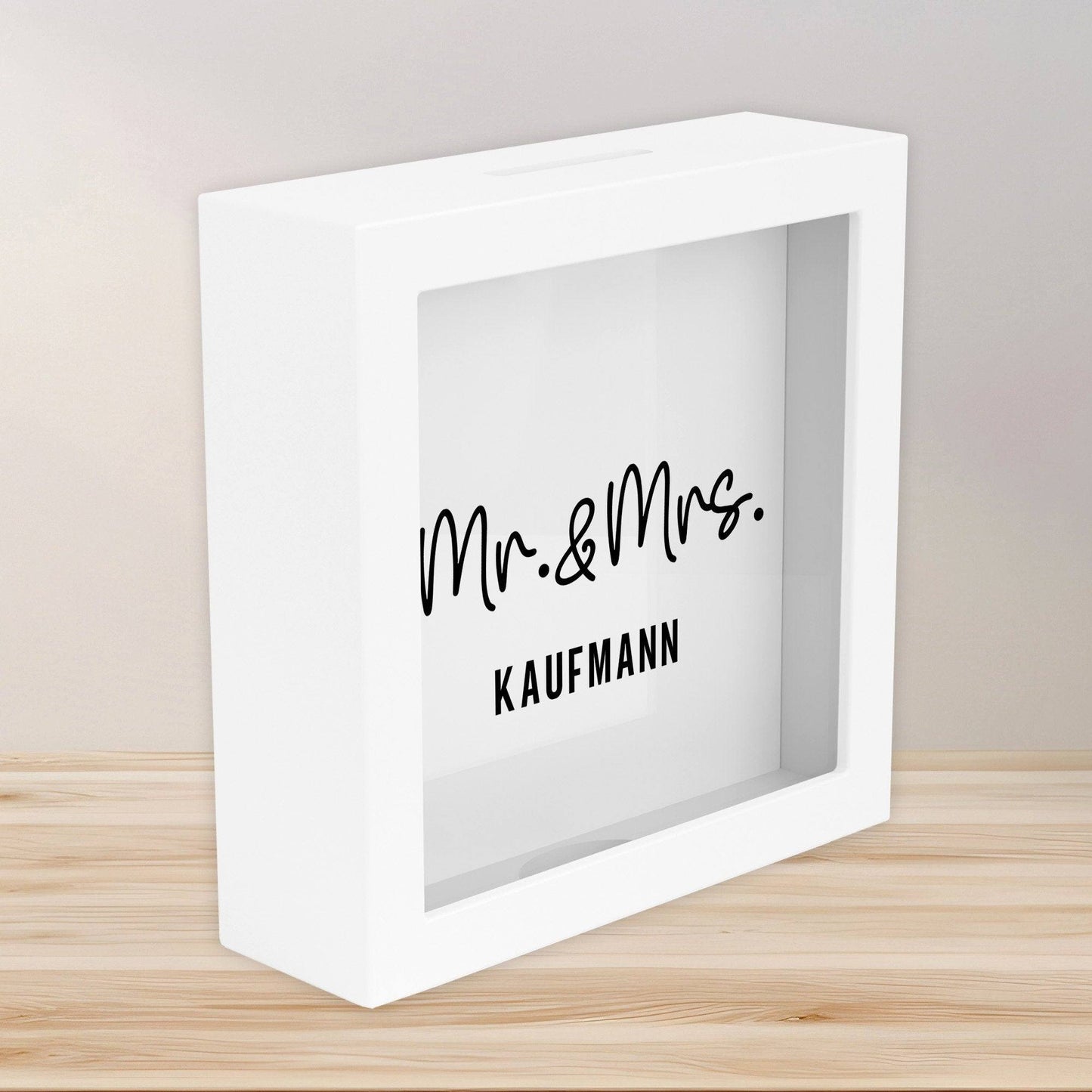 Mr und Mrs. Spardose Hochzeit personalisiert Datum & Name Brautpaar Bräutigam Braut Geldgeschenk Sparschwein Hochzeitsgeschenk Geld kleinebuchstaben