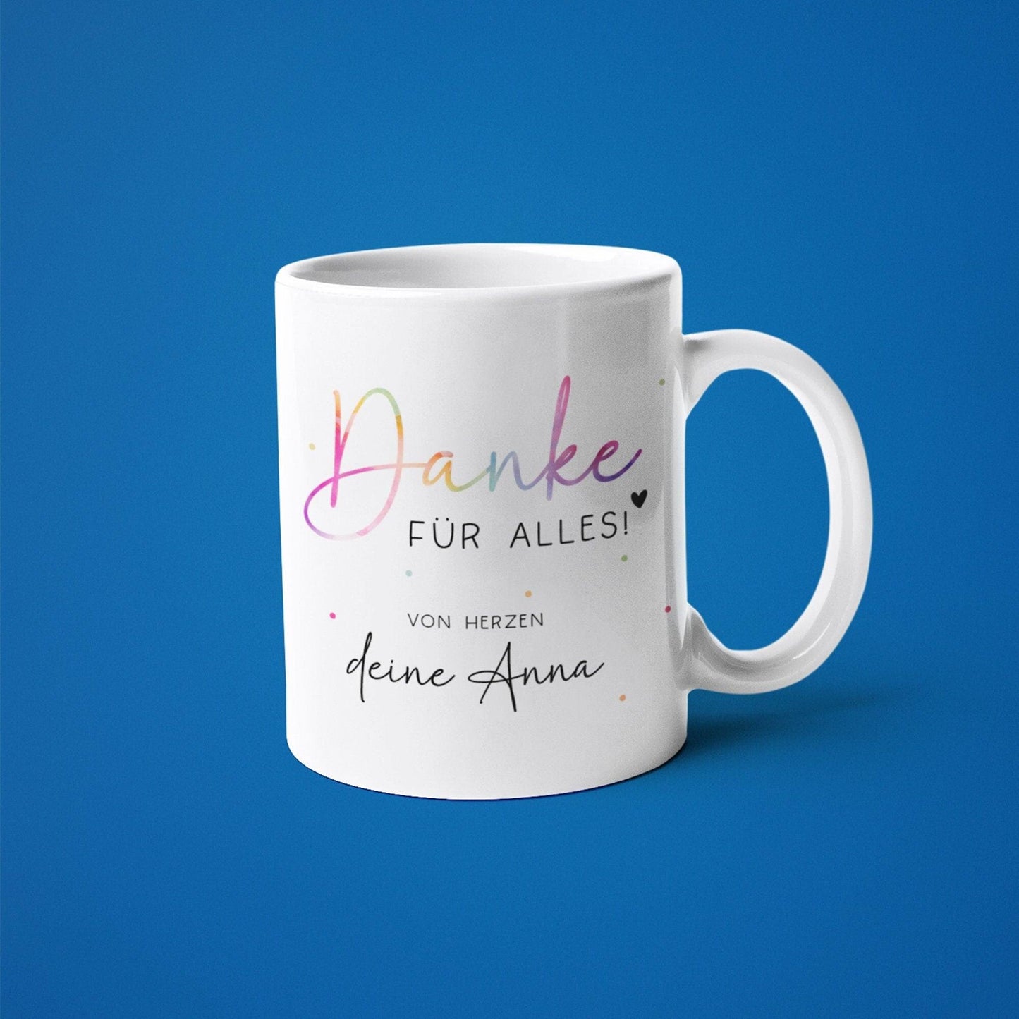 Personalisierte Danke für alles Tasse -mit eigenen Wunschtext. Kaffee-Tasse Dankeschön-Geschenke Vatertag Muttertag Geburtstag Erzieher kleinebuchstaben