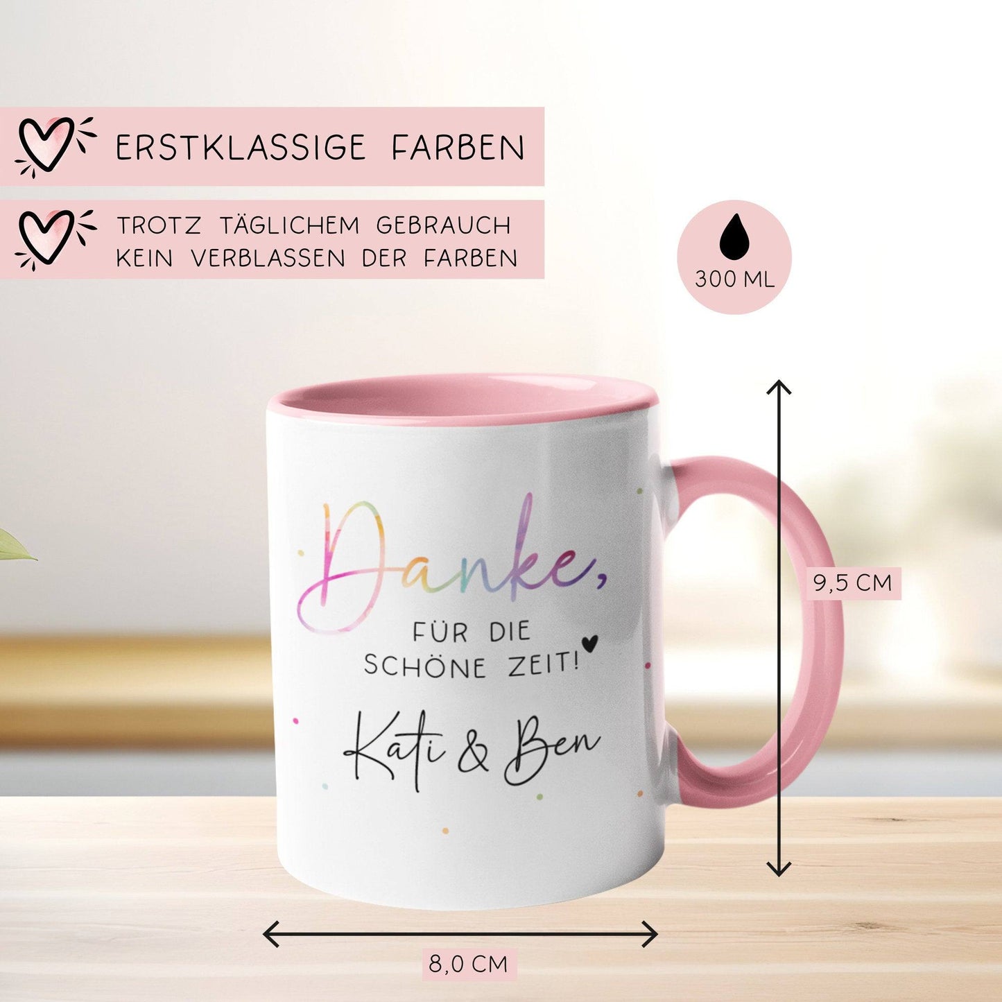 Personalisierte Tasse "Danke für die Schöne Zeit" - Geschenk zum Abschied Kollege Lehrerin Kollegin Freundin Abschiedsgeschenk Jobwechsel kleinebuchstaben