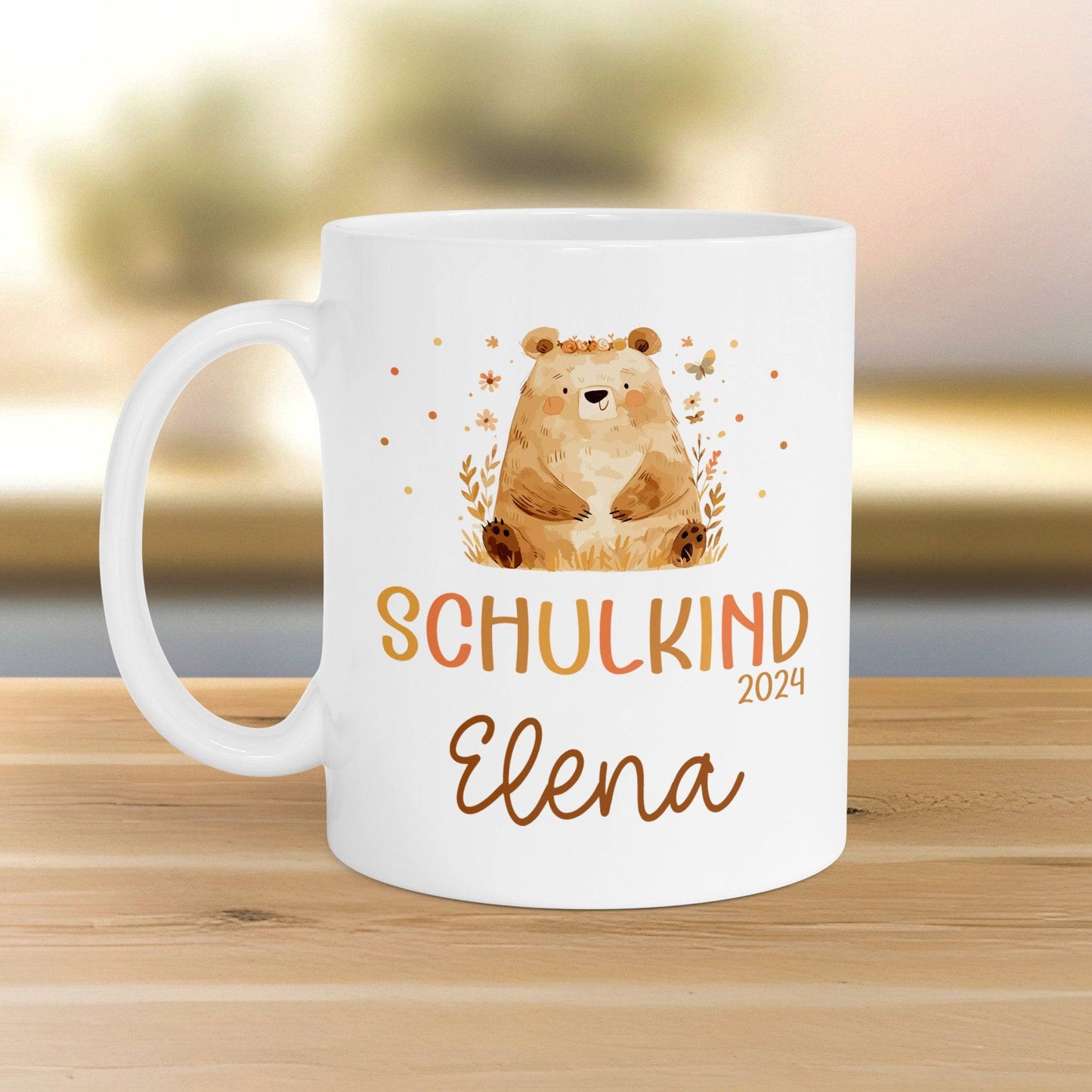 Schulkind 2024 Bär Kindertasse Name Kakao Tasse Kind Kindergeschirr personalisiert Kinder Geschenk Geburtstagsgeschenk kleinebuchstaben
