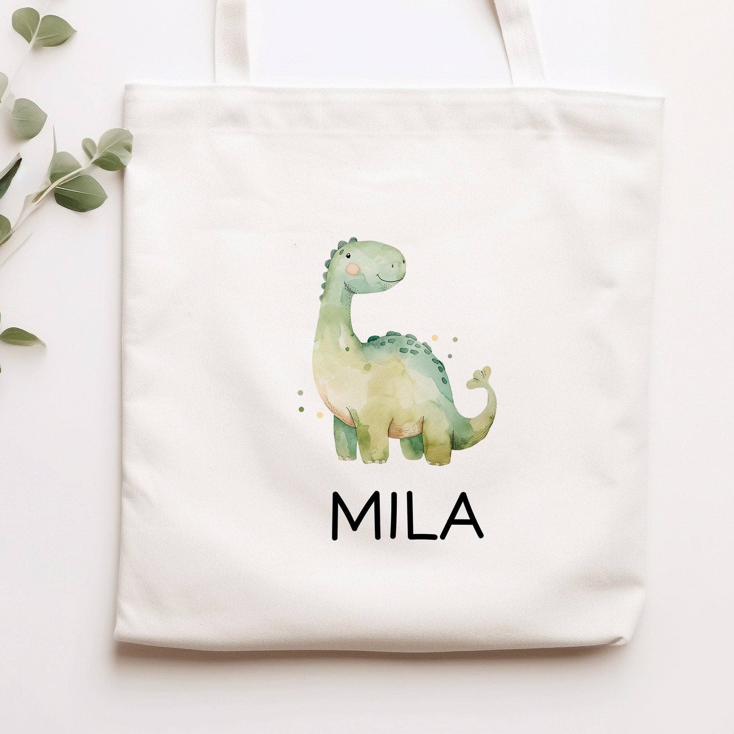 Stoffbeutel Dinosaurier Dino Wunschname Stofftasche Brontosaurus Tasche personalisiert Kinder-Beutel als Sporttasche, Wechselwäsche & Schule kleinebuchstaben