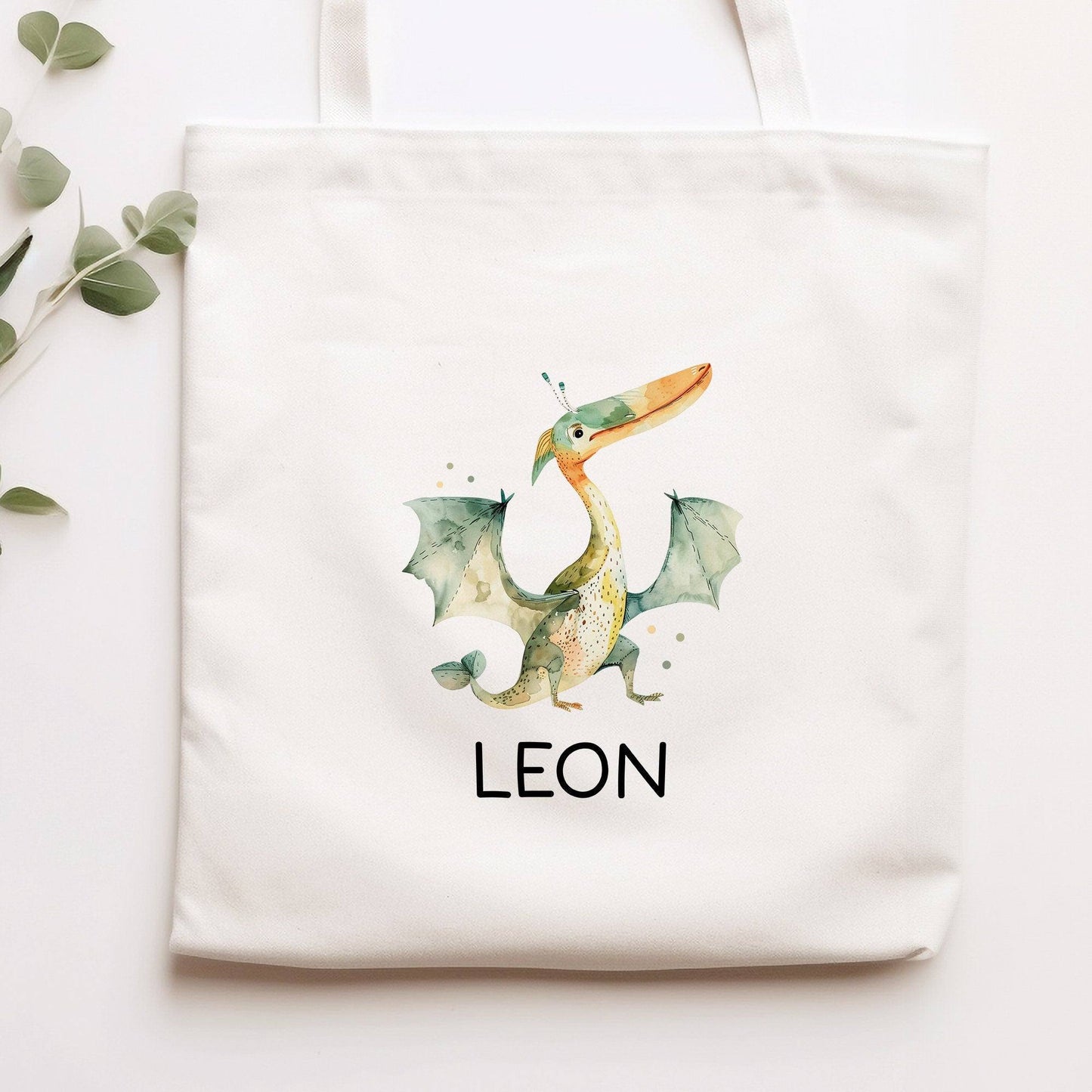 Stofftasche Tasche Dinosaurier Dino Pteranodon personalisiert Kinder-Beutel als Sporttasche, Wechselwäsche, Stoffbeutel Kita, KIGA & Schule kleinebuchstaben