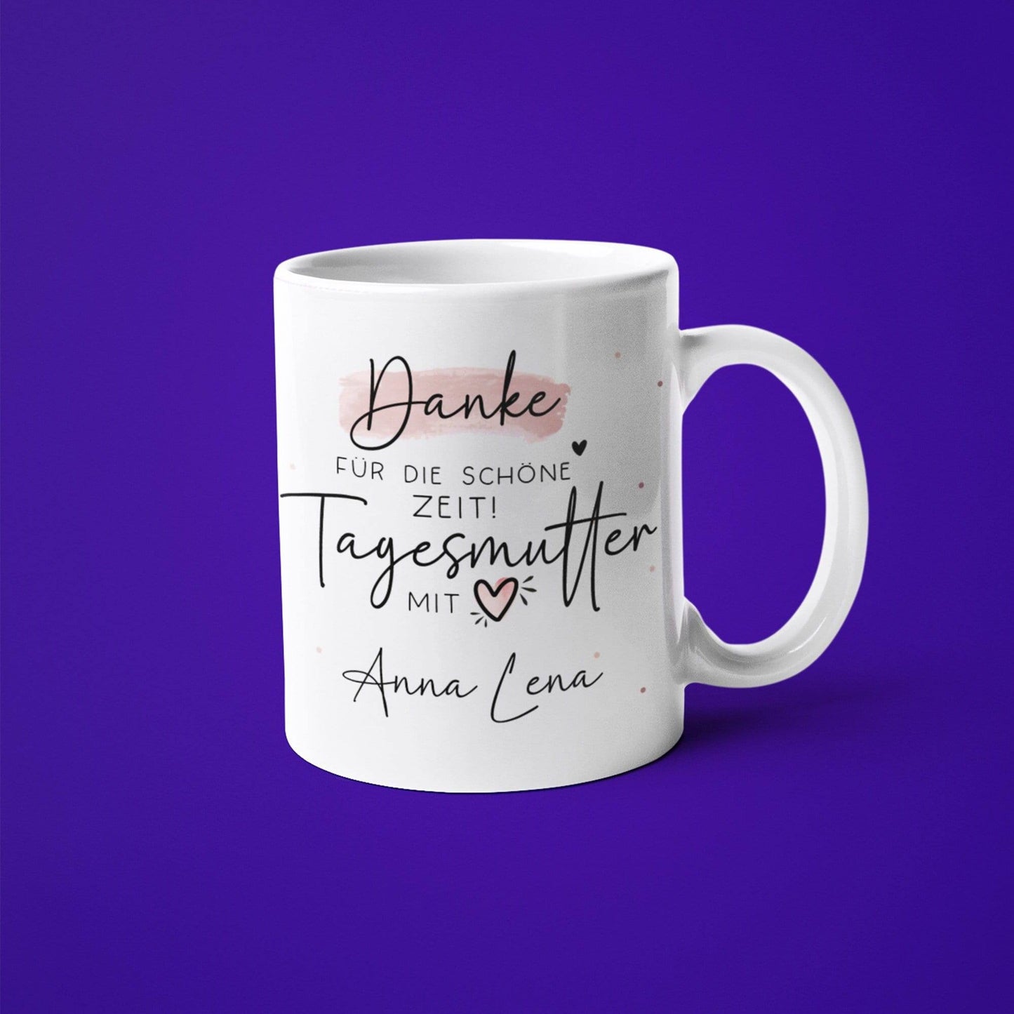 Tagesmutter personalisierte Tasse Abschied "Danke für die Schöne Zeit" Tagesmutter mit Herz - Geschenk zum Abschied, Erzieherin kleinebuchstaben