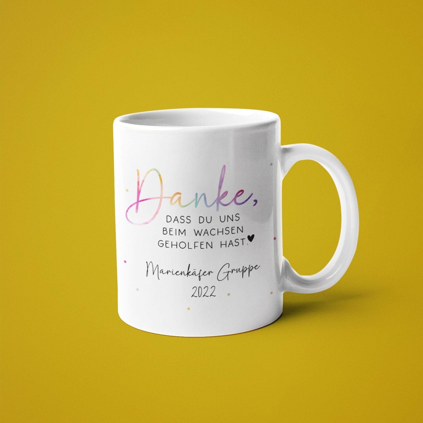 Tasse Personalisiert - Danke, dass du uns beim Wachsen geholfen hast - Abschied Kindergarten - Tasse Geschenk - Krabbelgruppe - Erzieher kleinebuchstaben