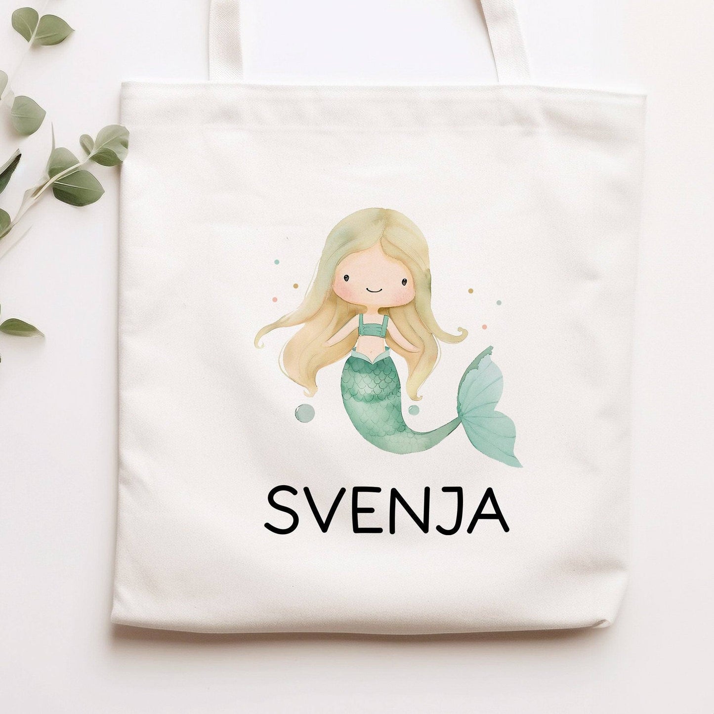 Wäschebeutel Meerjungfrau Kinder-Beutel Stofftasche Personalisiert mit Wunschnamen für Schule, Kindergarten, Sportbeutel, Wechselwäsche kleinebuchstaben