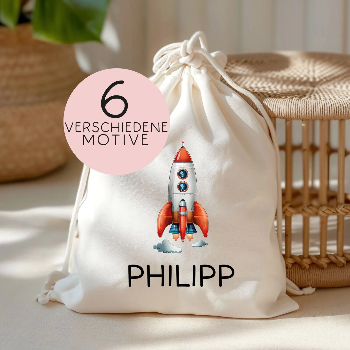 Astronaut Weltraum Rakete Turnbeutel Stoffbeutel Sportbeutel - Kindergartentasche Schule Kindergarten Weltraum - Weihnachten oder Geburtstag  kleinebuchstaben   