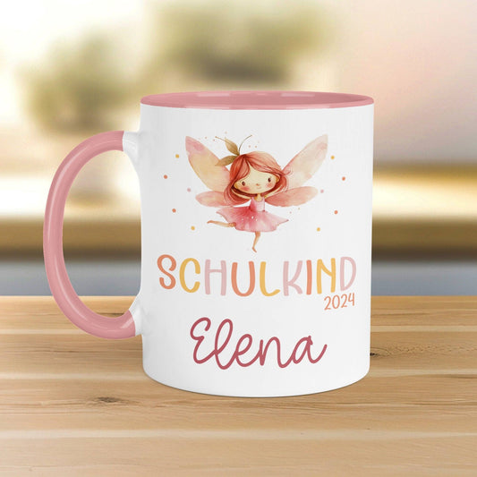 Ballerina Schulkind 2024 Kindertasse Fee Name Tasse Kind Kindergeschirr personalisiert Kinder Geschenk Kakao Geburtstagsgeschenk  kleinebuchstaben   