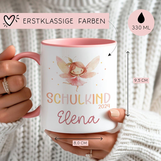 Ballerina Schulkind 2024 Kindertasse Fee Name Tasse Kind Kindergeschirr personalisiert Kinder Geschenk Kakao Geburtstagsgeschenk  kleinebuchstaben   