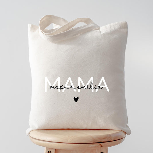 Baumwolltasche Mama Personalisiert mit Wunschnamen - Baumwolle Shopper - Stofftasche - Muttertag -   Shopper - Baumwollbeutel - Mommybag  kleinebuchstaben Stofftasche  