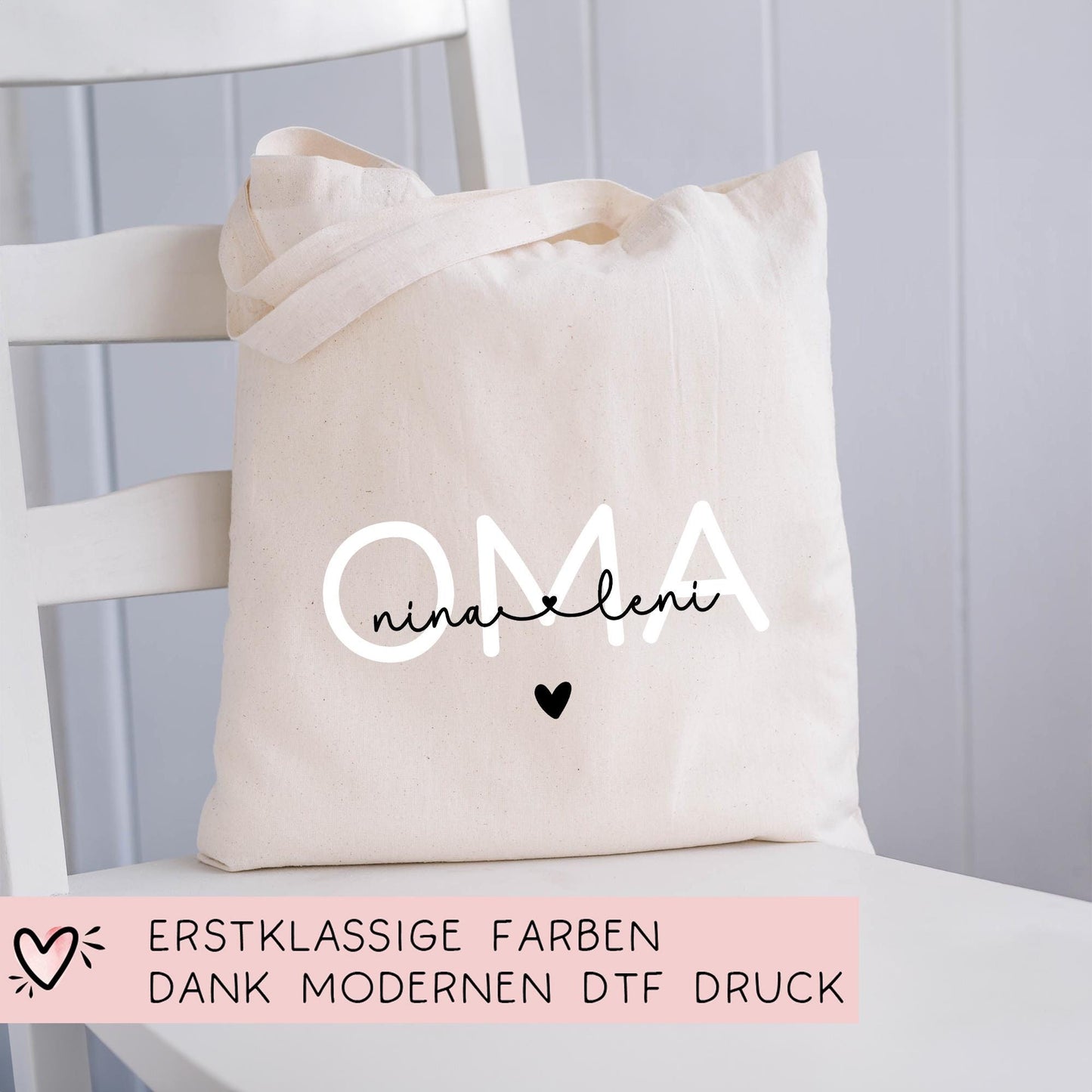 Baumwolltasche Oma Personalisiert Wunschnamen - Baumwolle Shopper - Stofftasche - Weihnachten -   Shopper - Baumwollbeutel - Einkaufstasche  kleinebuchstaben   