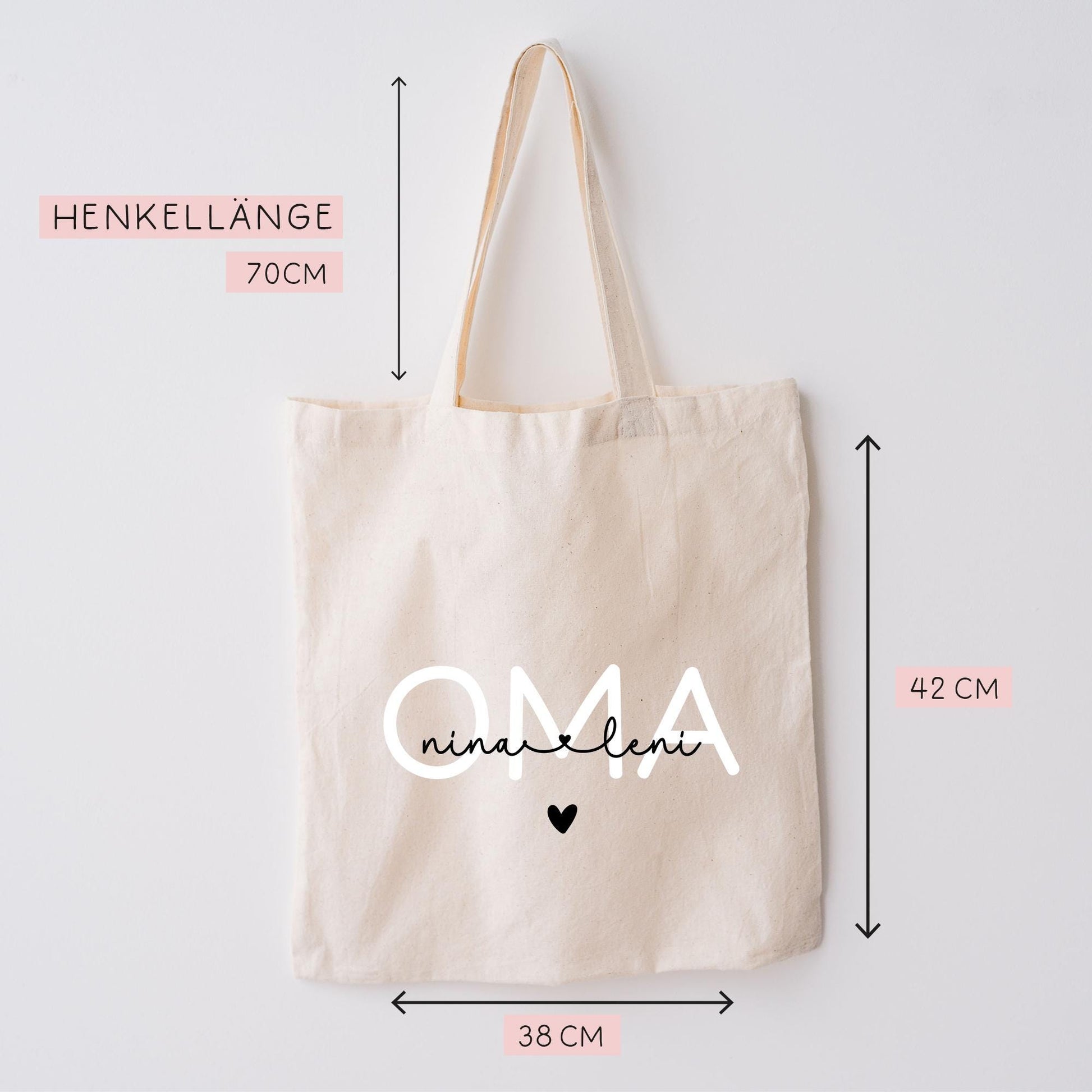 Baumwolltasche Oma Personalisiert Wunschnamen - Baumwolle Shopper - Stofftasche - Weihnachten -   Shopper - Baumwollbeutel - Einkaufstasche  kleinebuchstaben   