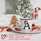 Emaille Tasse Weihnachten Personalisiert - Frohe Weihnachten - Merry Christmas - mit Anfangsbuchstabe und Wunschnamen - Nikolaus - Monogramm  kleinebuchstaben   