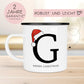 Emaille Tasse Weihnachten Personalisiert - Frohe Weihnachten - Merry Christmas - mit Anfangsbuchstabe und Wunschnamen - Nikolaus - Monogramm  kleinebuchstaben   