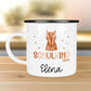 Kindertasse Schulkind 2024 mit Fuchs-Motiv - personalisierte Emaille-Tasse mit Namen - ideales Kindergeschirr Schulanfang  kleinebuchstaben   