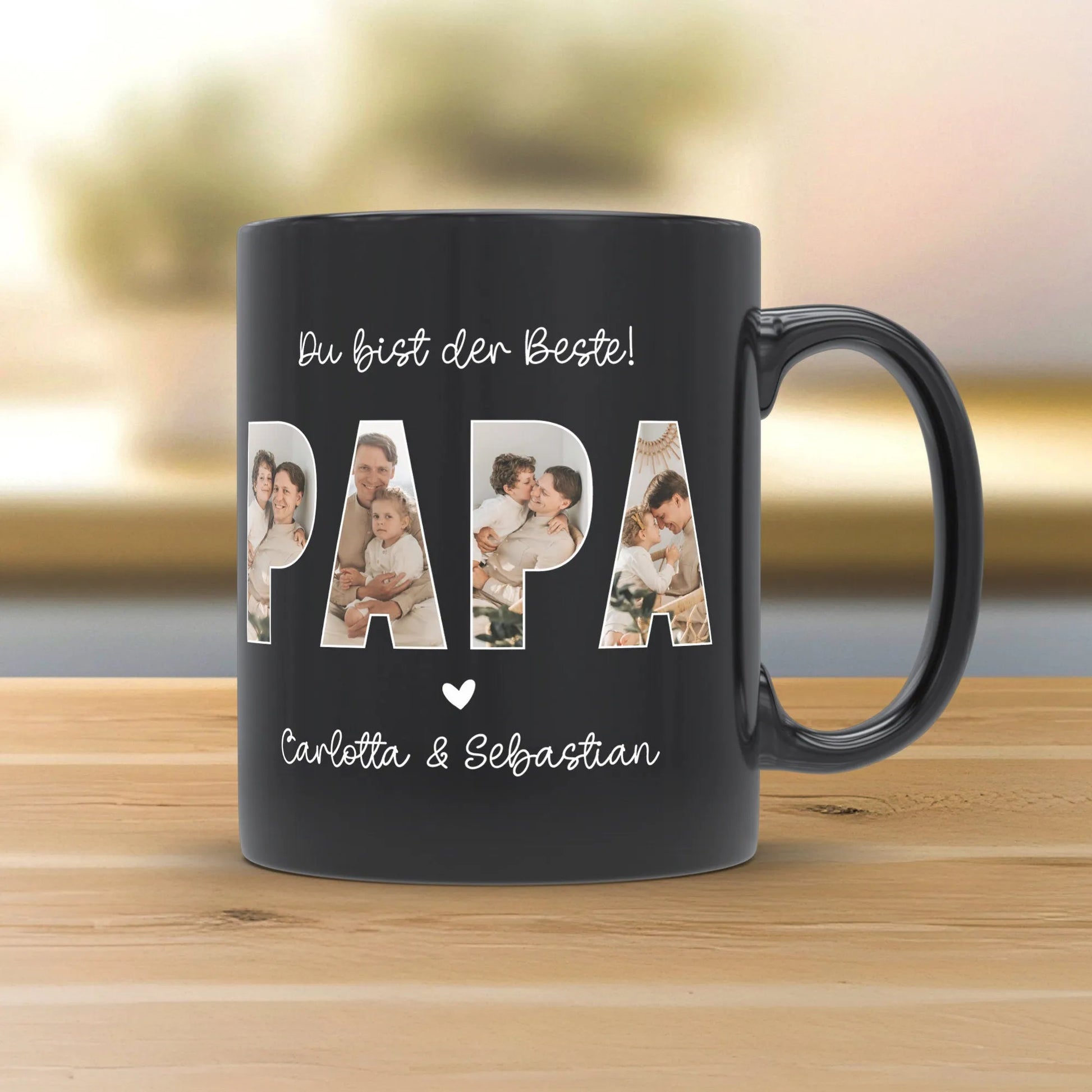 Personalisierte Foto Tasse Papa personalisiert zum Vatertag Weihnachten - Fototasse mit eigenen Bildern selbst gestalten - Geschenk - 325ml  kleinebuchstaben   