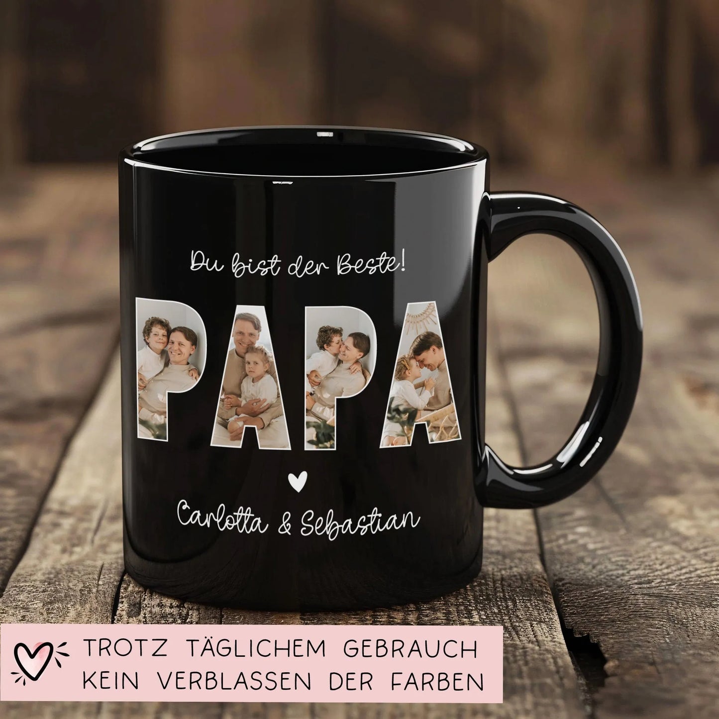 Personalisierte Foto Tasse Papa personalisiert zum Vatertag Weihnachten - Fototasse mit eigenen Bildern selbst gestalten - Geschenk - 325ml  kleinebuchstaben   