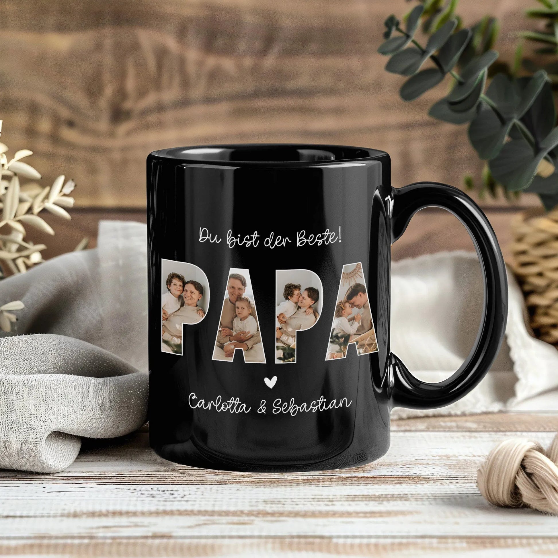 Personalisierte Foto Tasse Papa personalisiert zum Vatertag Weihnachten - Fototasse mit eigenen Bildern selbst gestalten - Geschenk - 325ml  kleinebuchstaben   