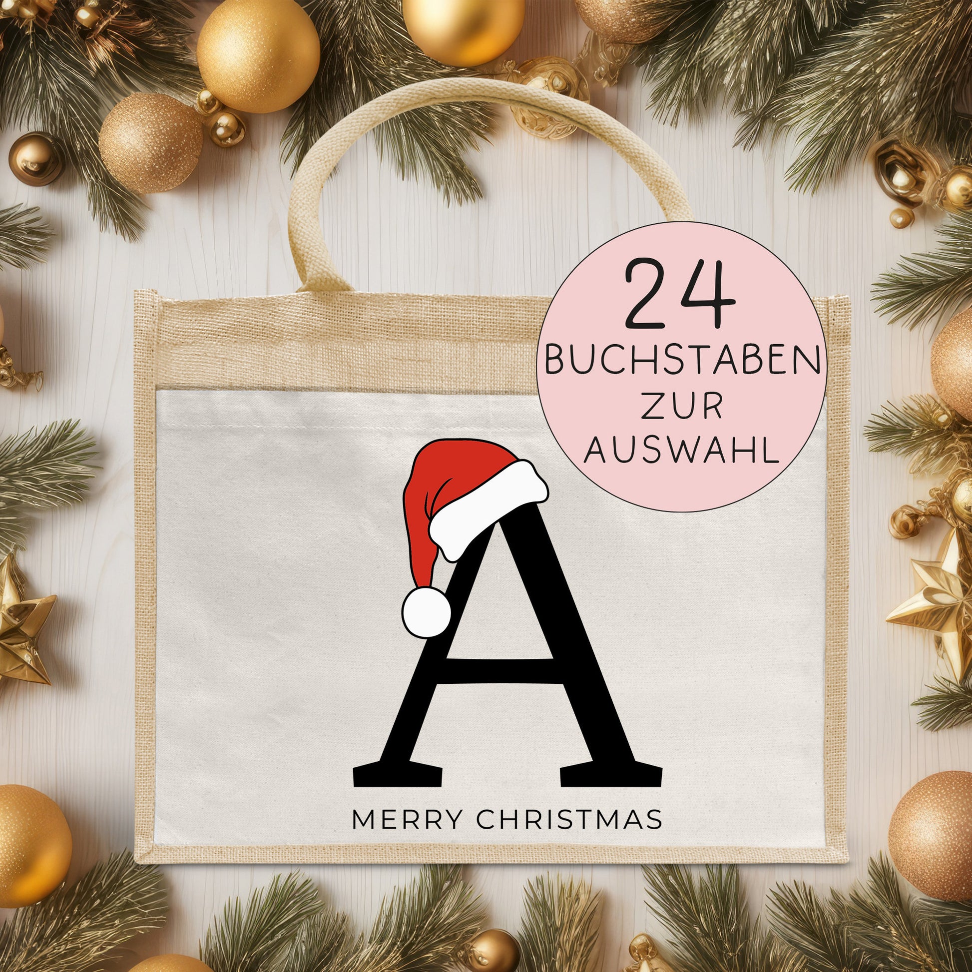 Personalisierte Nikolaus Tasche Weihnachten - Nikolausgeschenk - Statt Geschenkpapier - Pocket Beutel - Monogramm - Buchstaben - Geschenk  kleinebuchstaben   