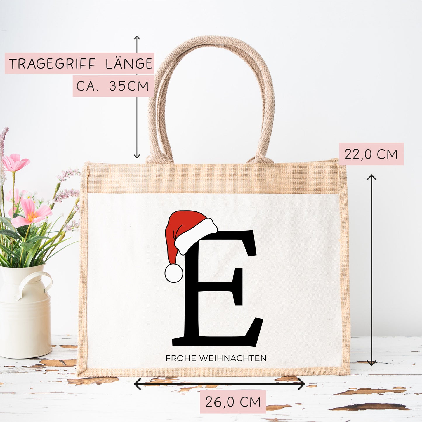 Personalisierte Nikolaus Tasche Weihnachten - Nikolausgeschenk - Statt Geschenkpapier - Pocket Beutel - Monogramm - Buchstaben - Geschenk  kleinebuchstaben   