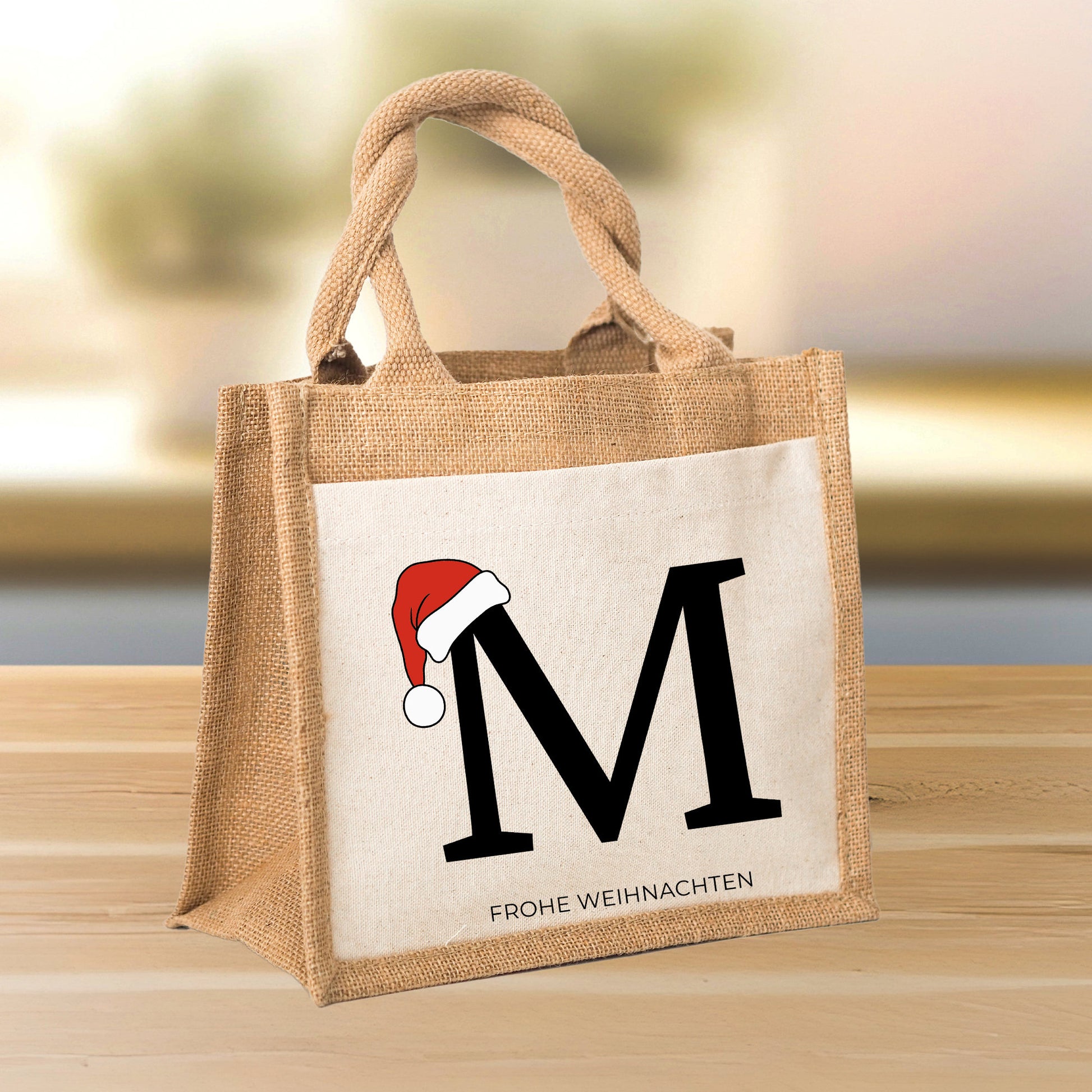 Personalisierte Nikolaus Tasche Weihnachten - Nikolausgeschenk - Statt Geschenkpapier - Pocket Beutel - Monogramm - Buchstaben - Geschenk  kleinebuchstaben FROHE WEIHNACHTEN  