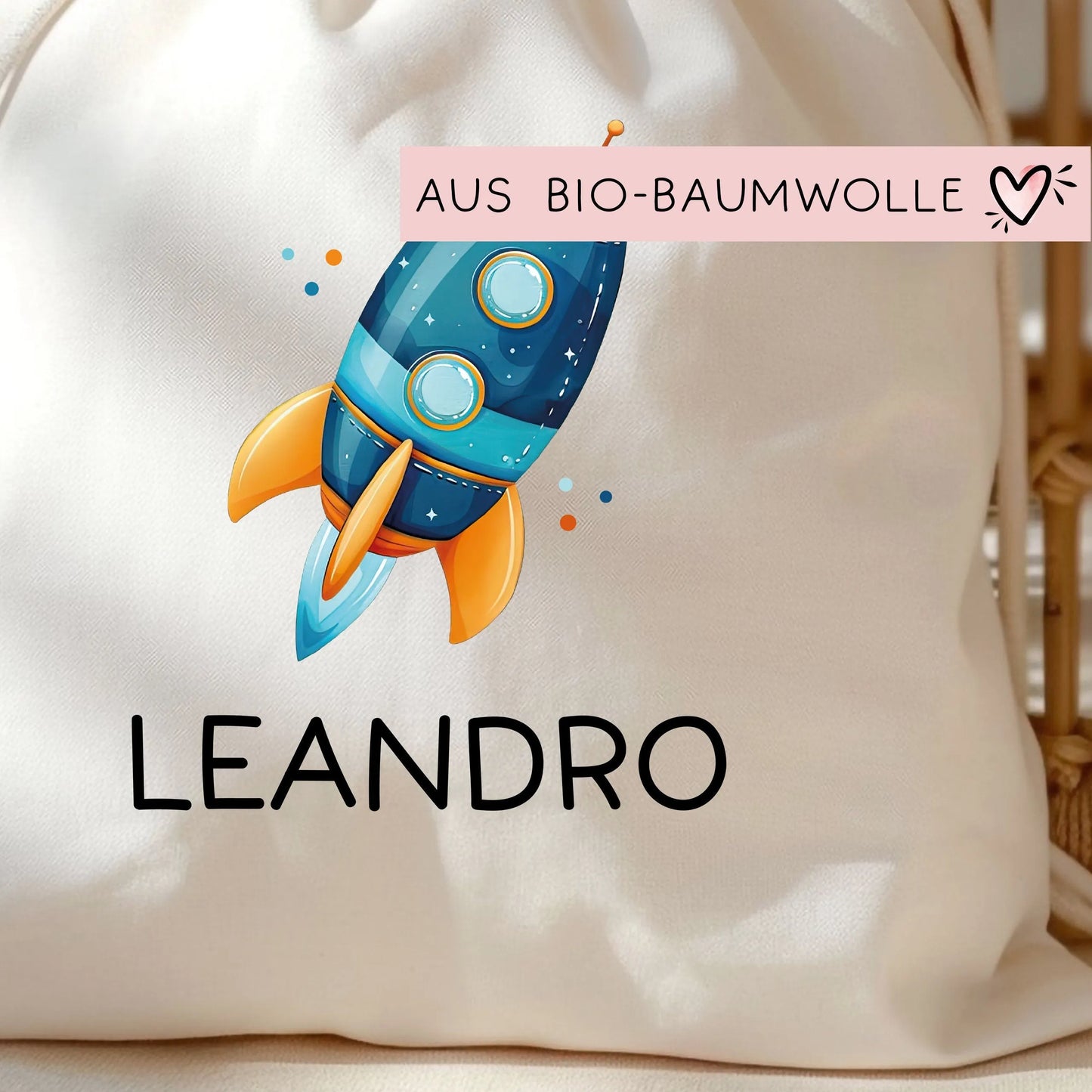 Rakete Stoffbeutel Turnbeutel Rucksack Sportbeutel Gymsack Kindergartentasche Schule Kindergarten Weltraum - Weihnachten oder Geburtstag -04  kleinebuchstaben   