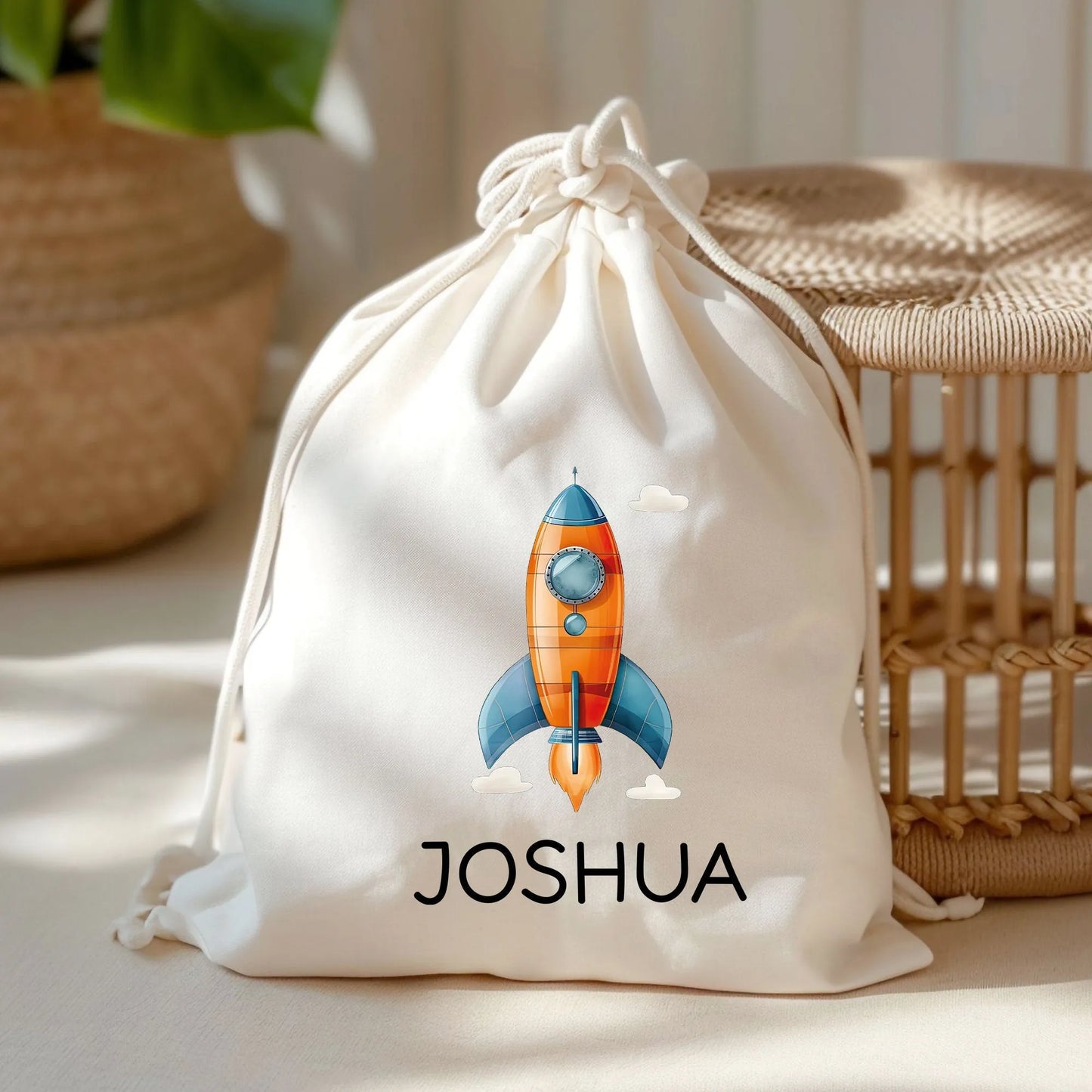 Rakete Stoffbeutel Turnbeutel Rucksack Sportbeutel Gymsack Kindergartentasche Schule Kindergarten Weltraum - Weihnachten oder Geburtstag -04  kleinebuchstaben Rakete 03 Turnbeutel 