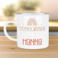 Schulanfang Regenbogen Kindertasse Schulkind Name Emaille Tasse Kind Kindergeschirr personalisiert Kinder Geschenk Geburtstagsgeschenk  kleinebuchstaben   