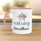 Schulkind 2024 Tasse Einschulungsgeschenk mit UFO-Weltraum-Motiv Kindertasse - personalisierte Kakao Tasse mit Namen  kleinebuchstaben   