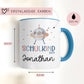 Schulkind 2024 mit UFO-Weltraum-Motiv Kindertasse - personalisierte Kakao Tasse mit Namen - ideales Einschulungsgeschenk  kleinebuchstaben   