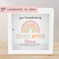 Spardose Regenbogen Rosa Boho Schulkind 2024 Einschulung mit Wunschname Name Kind personalisiert Kinder mit optionalen Wunschtext  kleinebuchstaben   