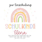 Spardose Regenbogen Rosa Boho Schulkind 2024 Einschulung mit Wunschname Name Kind personalisiert Kinder mit optionalen Wunschtext  kleinebuchstaben   