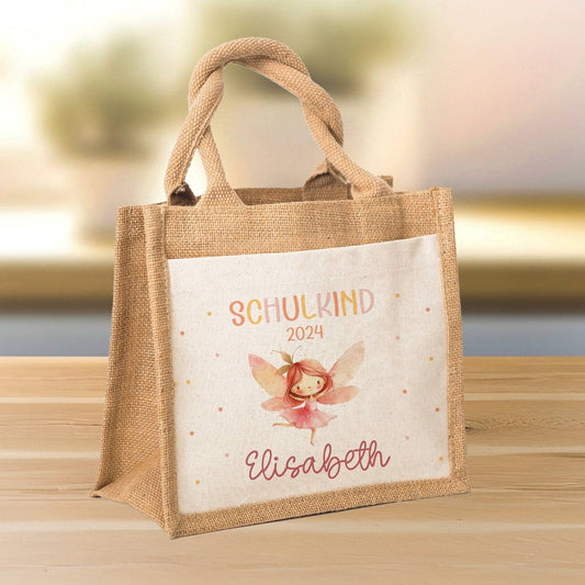 Ballerina Fee Schulkind Tasche 2024, Schultasche, Geschenk Einschulung, Schultüte, personalisierte Jutetasche, Einschulungsgeschenk  kleinebuchstaben Ballerina - Fee Pocket-Tasche 