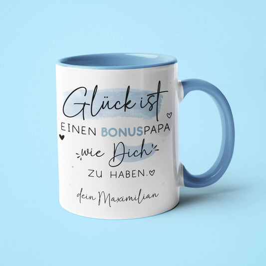 Bonuspapa Tasse personalisiert Bonus Papa zum Vatertag - Geburtstag - Kaffeetasse mit Wunschnamen. Geschenk, Geschenk, Weihnachtsgeschenk  kleinebuchstaben Bonuspapa  