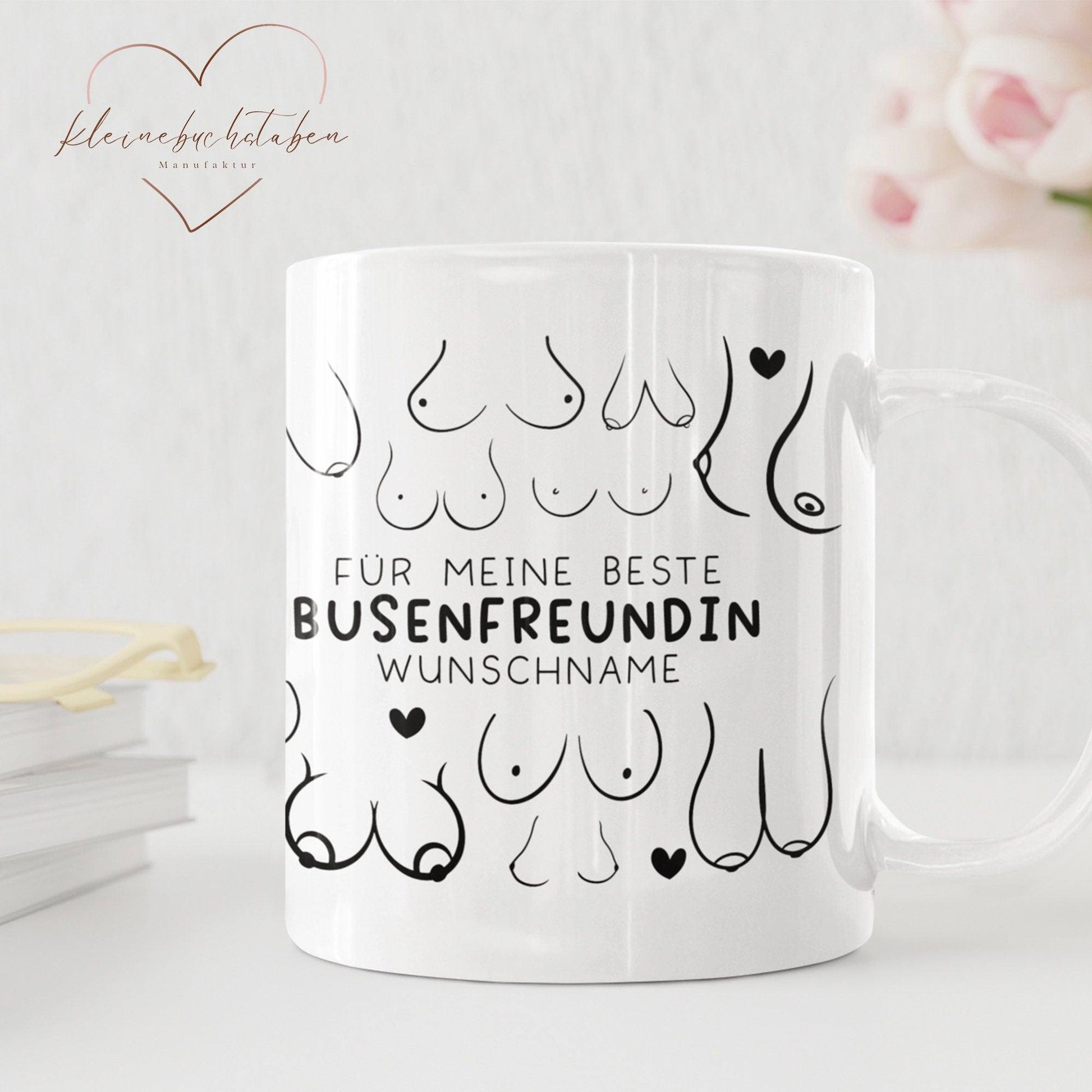 Personalisierte Busenfreundin Tasse in weiß | Für die beste Freundin - BFF - Muttertag Geschenk - liebste Freundin - mit Namen - 330ml  kleinebuchstaben   