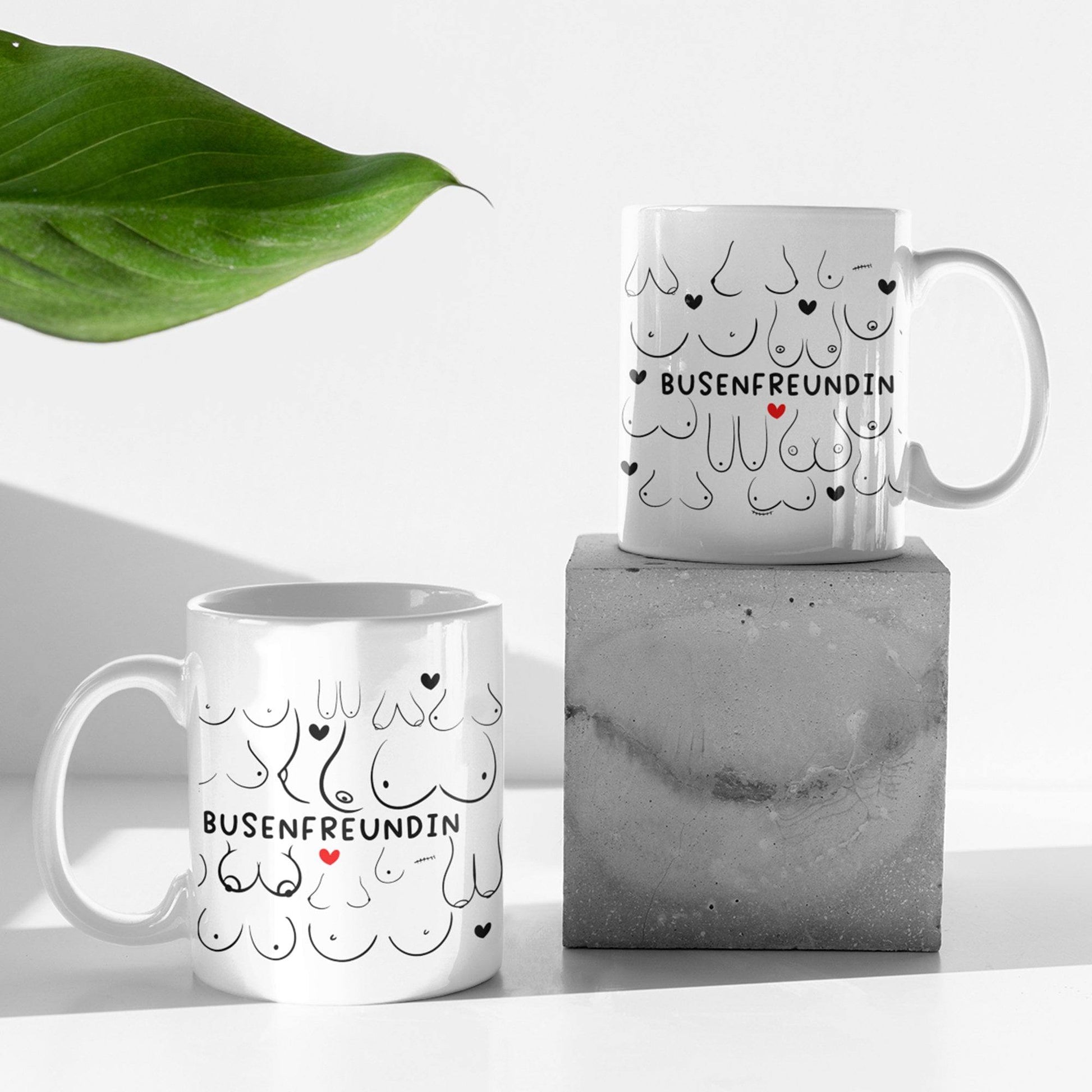 Busenfreundin Tasse Kaffeetasse Teetasse in weiß | Für die beste Freundin - BFF - Muttertag Geschenk - liebste Freundin - mit Namen - 330ml  kleinebuchstaben   