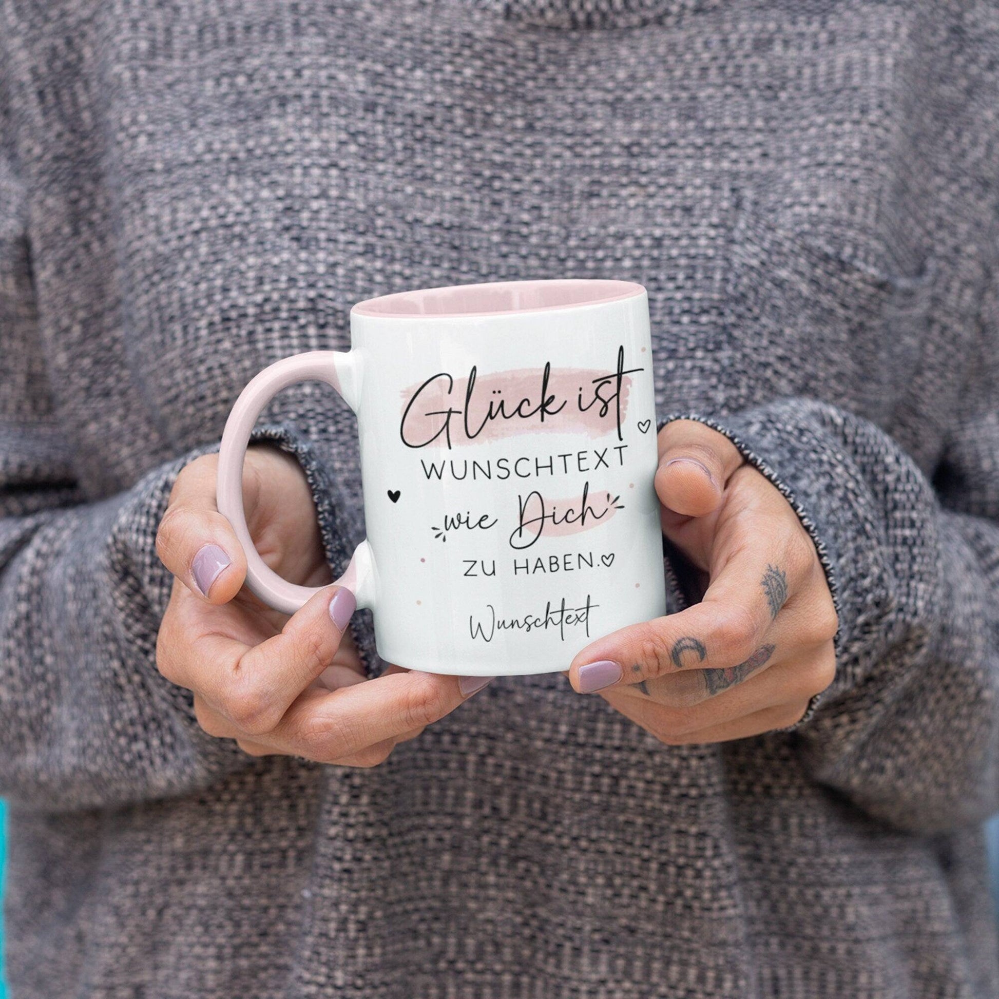 Personalisierte Tasse – Glück ist eine FREUNDIN wie dich zu haben - Geschenk zum Geburtstag, Ostern, Weihnachten -Wunschnamen  kleinebuchstaben   