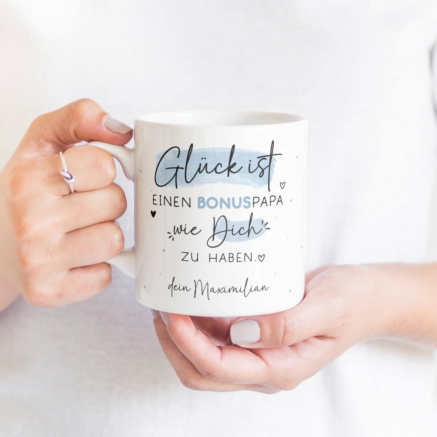 Personalisierte Tasse Bonuspapa zum Vatertag - Geburtstag - Kaffeetasse mit Wunschnamen. Geschenk, Vatertags Geschenk, Weihnachtsgeschenk  kleinebuchstaben   