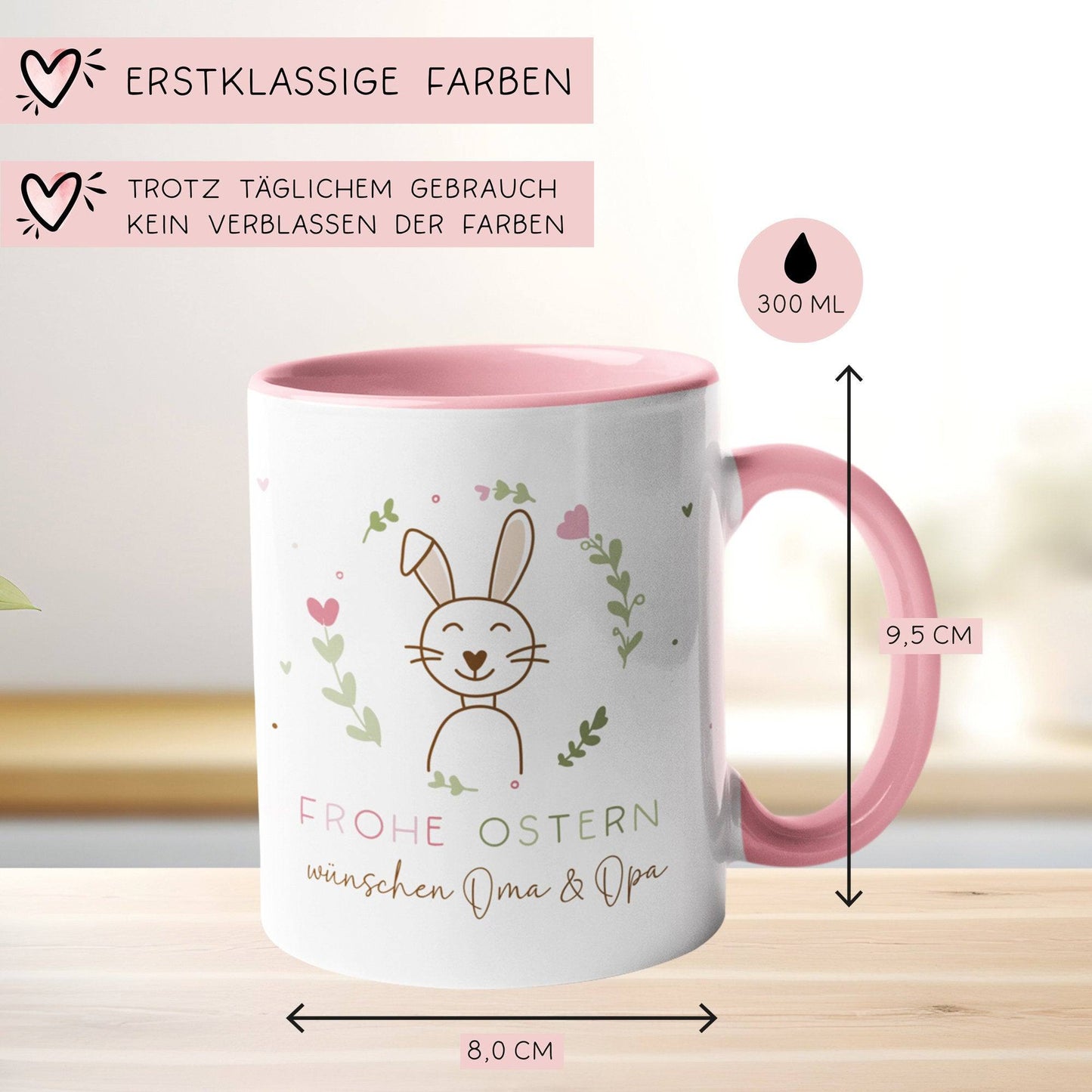 Ostertasse personalisiert mit Namen "Frohe Ostern" - Hase, Ostergeschenk für Kinder Männer Frauen Geschenkidee zu Ostern. Geschenk Tasse  kleinebuchstaben   